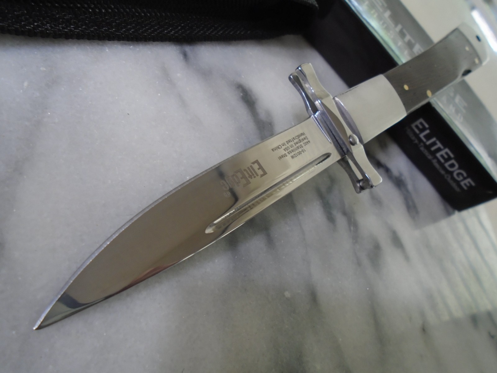 Elitedge Fancy Swing Guard Lockback Pocket Knife Folder Dark Wood 440C 10-001DW