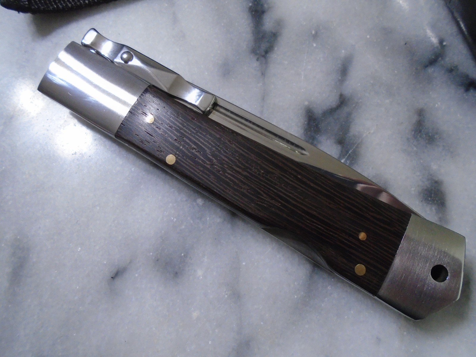 Elitedge Fancy Swing Guard Lockback Pocket Knife Folder Dark Wood 440C 10-001DW