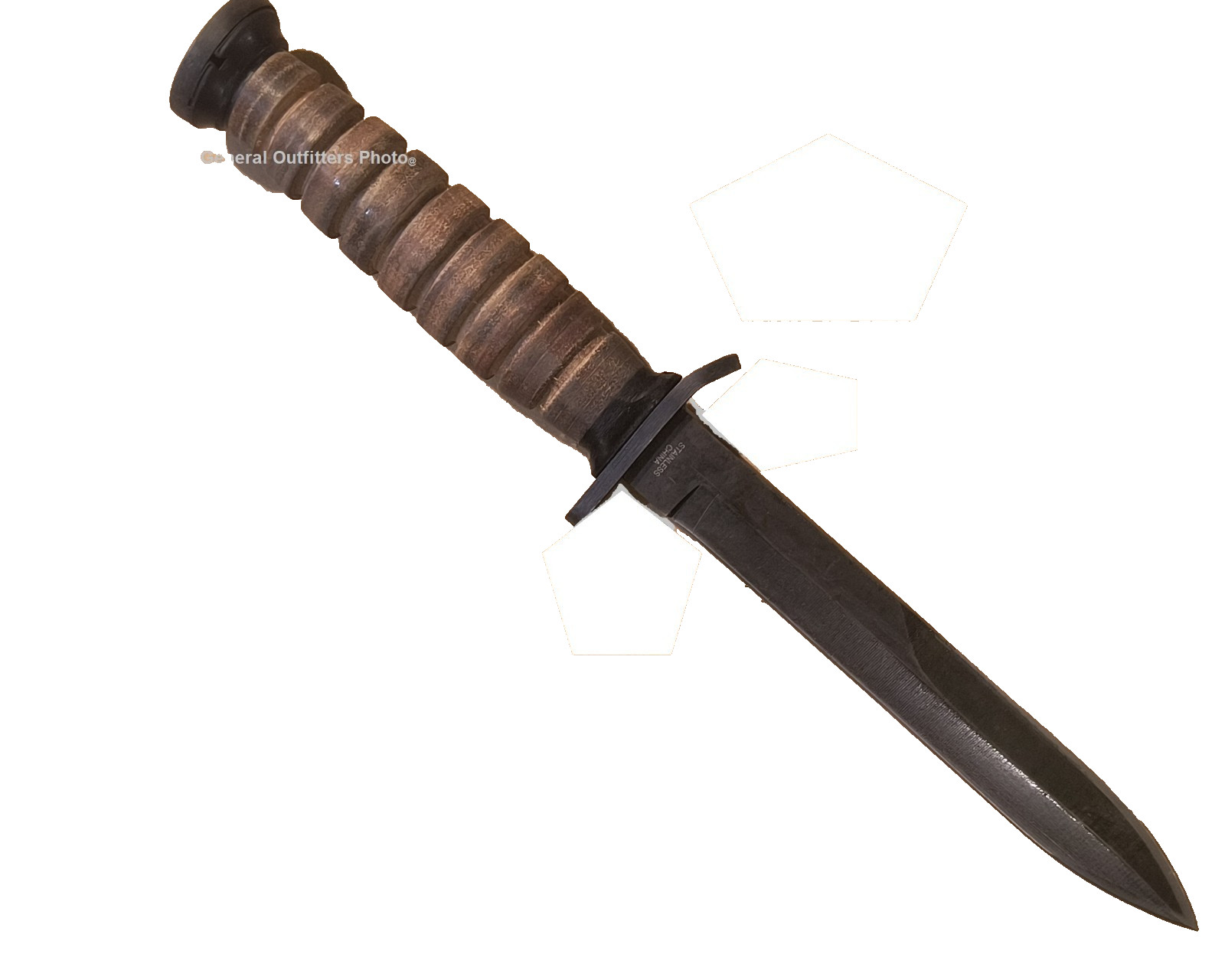 WWII Knife Trench Stacked Leather Reproduction NEW Import