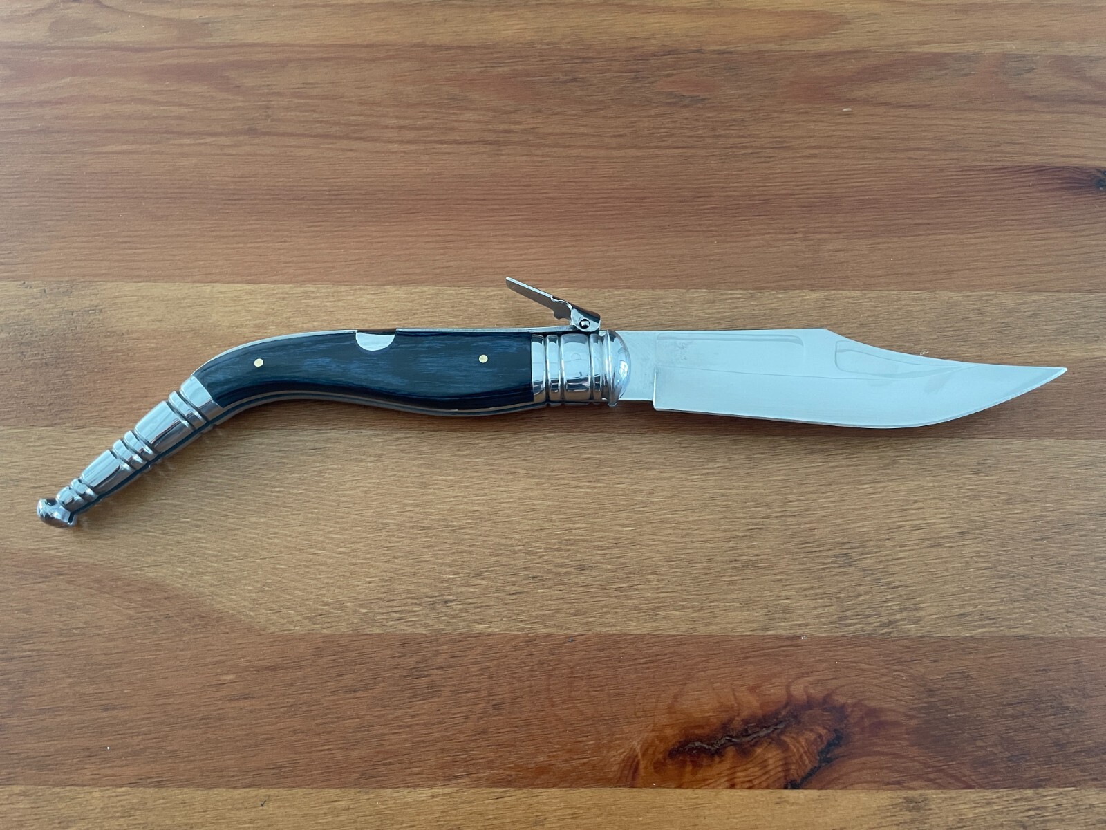 5.5″ Spanish Navaja Sevillana Pocket Knife Blue Stamina Wood Scales with Ratchet