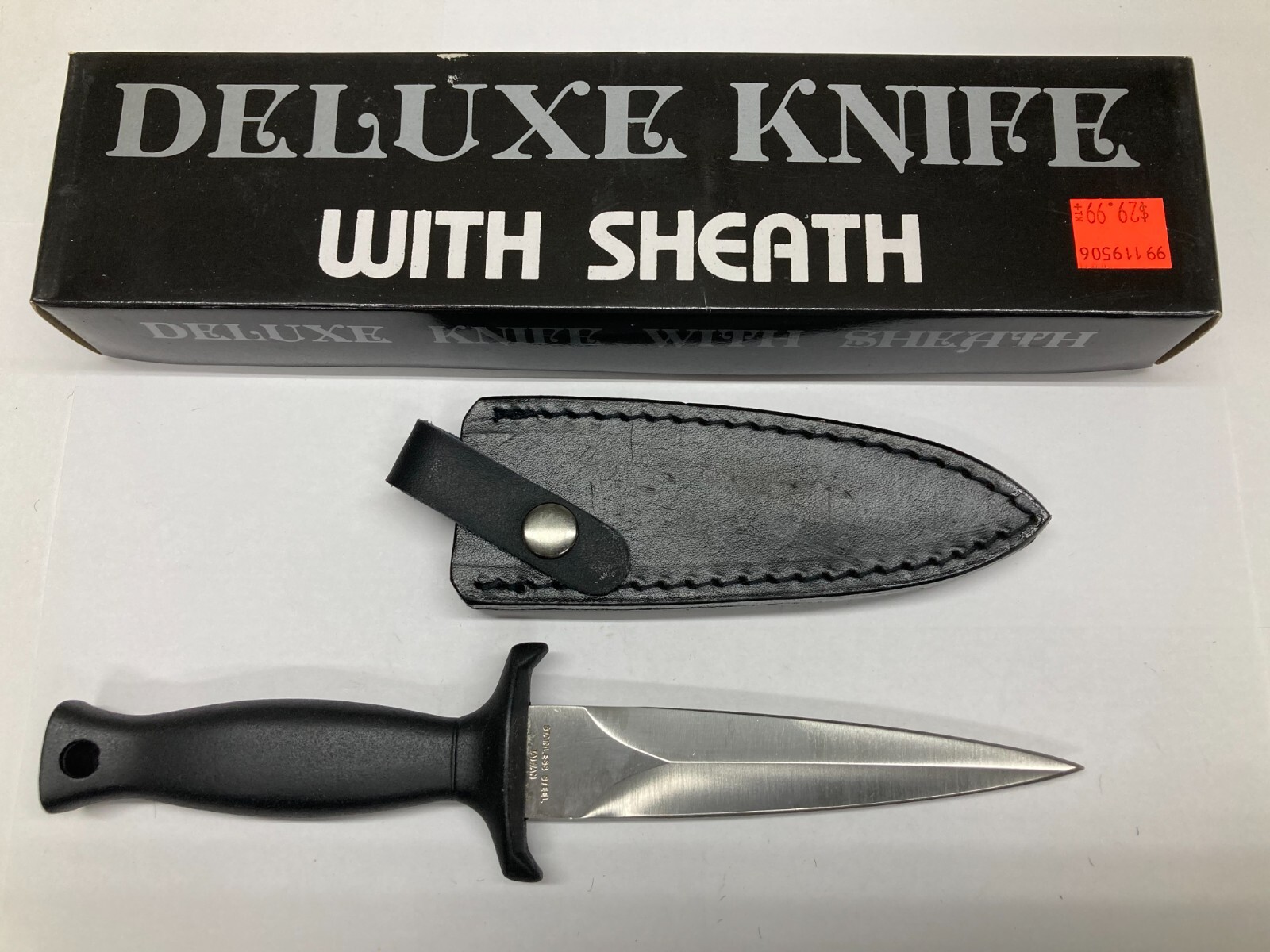 Fixed Blade Knife, Silver Blade, with Leather Sheath G-20L