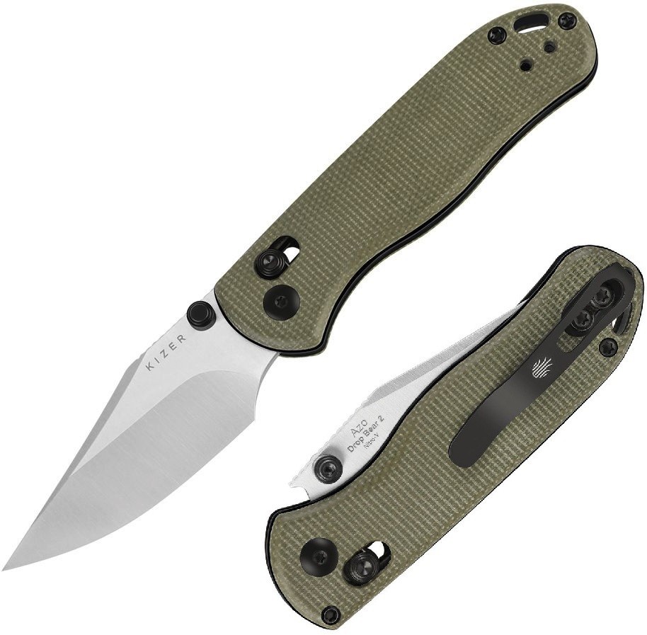 Kizer Cutlery Drop Bear 2 Folding Knife 2.88″ Nitro V Steel Blade Micarta Handle