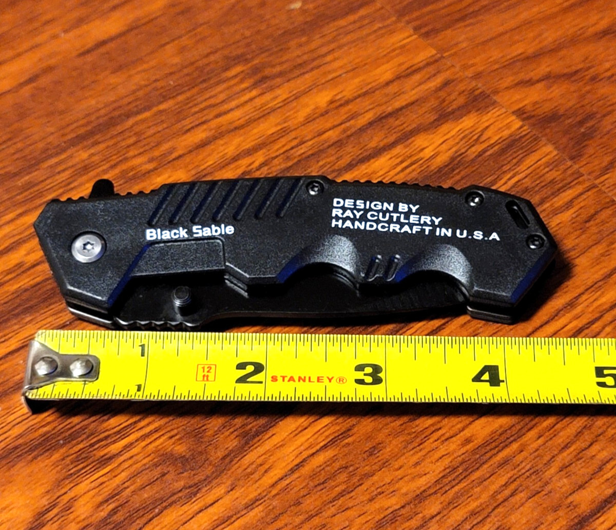 Ray Cutlery Black Sable Aluminum Body Stainless Steel 7CR17 Quick Open Knife