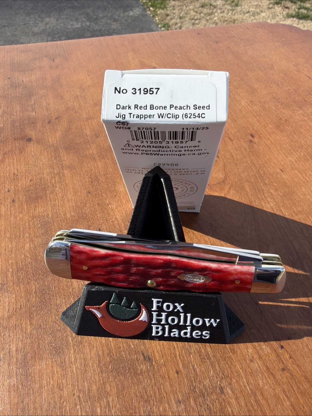Case XX 2025 Dark Red Bone 6254C CS Trapper Knife (With Pocket Clip)