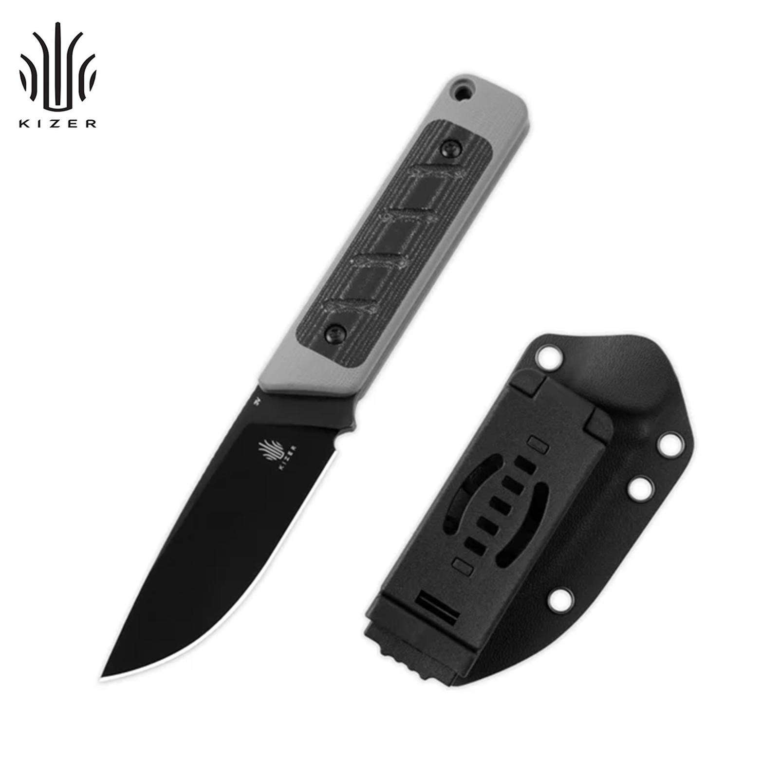 Kizer Smolt Drop Point Fixed Blade Knife 3V Blade G10+Micarta Handle 1063A1