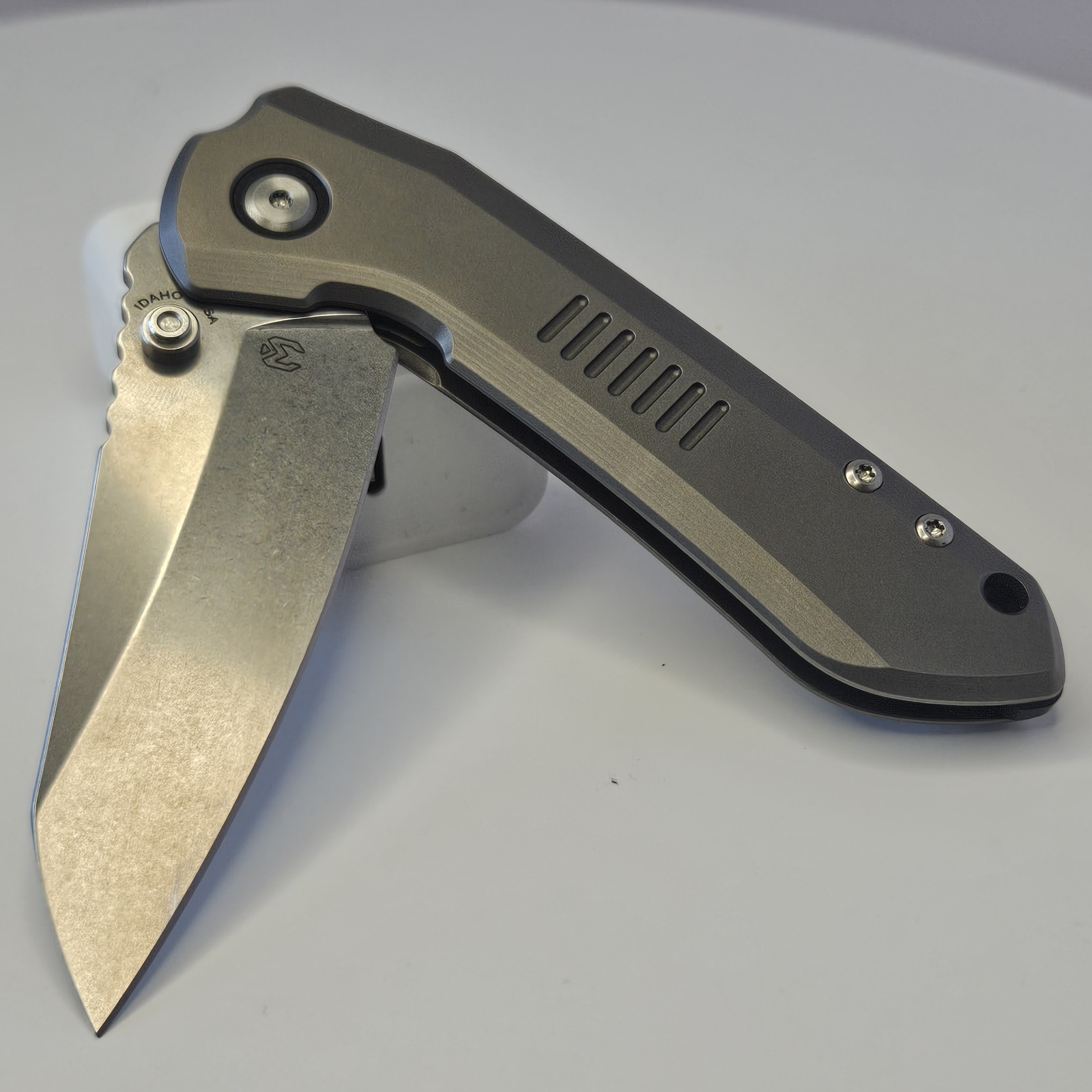 Millit Knives Overland Gray Titanium Frame Lock MagnaCut Drop Point Plain Manual