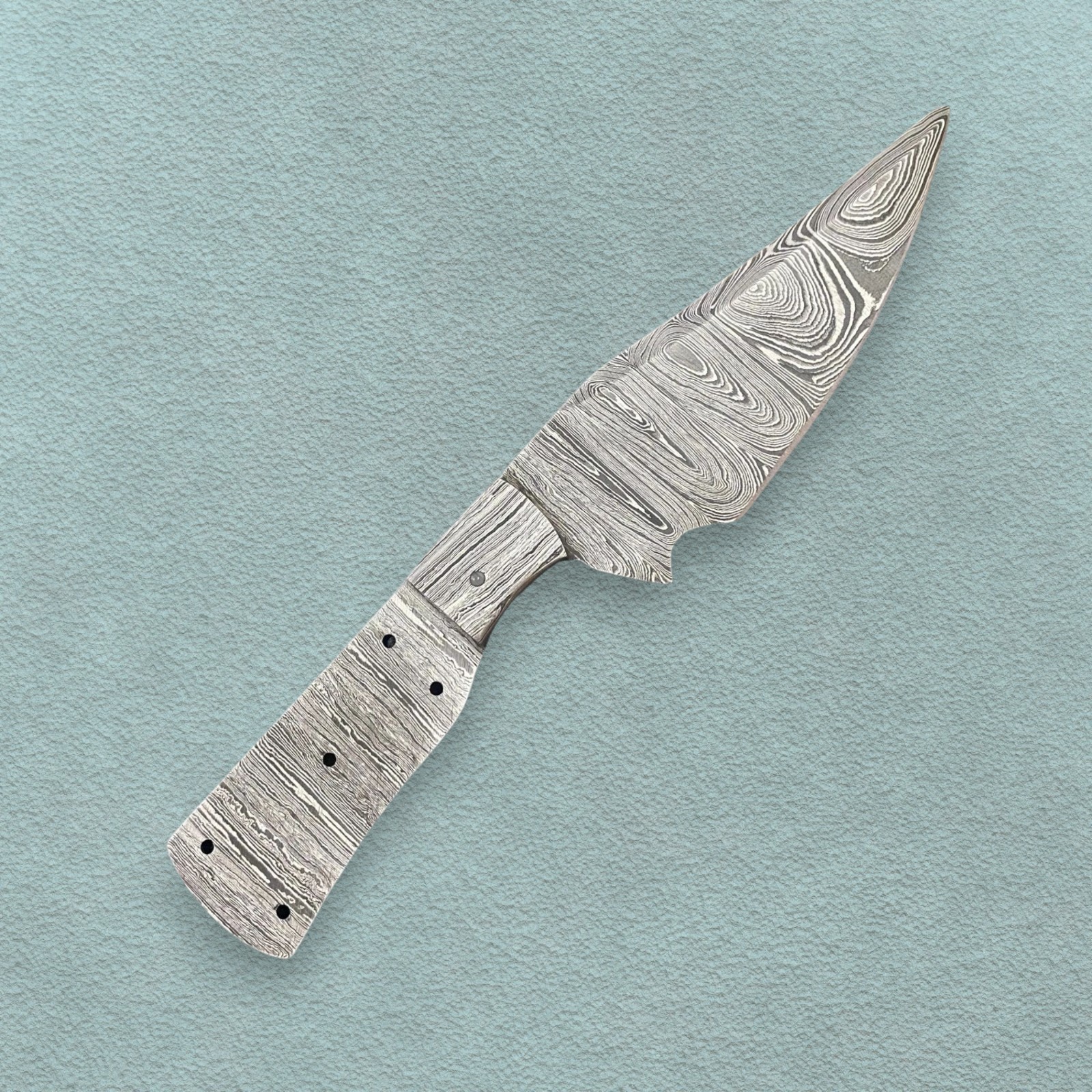 Damascus Steel Knife Blank Full Tang Clip Point 8in Tactical DIY Hunting Tool