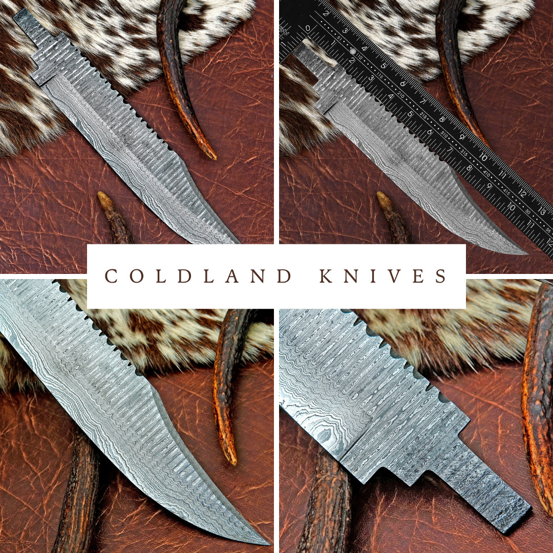 Lot 4 Damascus Bowie Knife Blanks 11.75” Full Tang LOT4BMDNABB09
