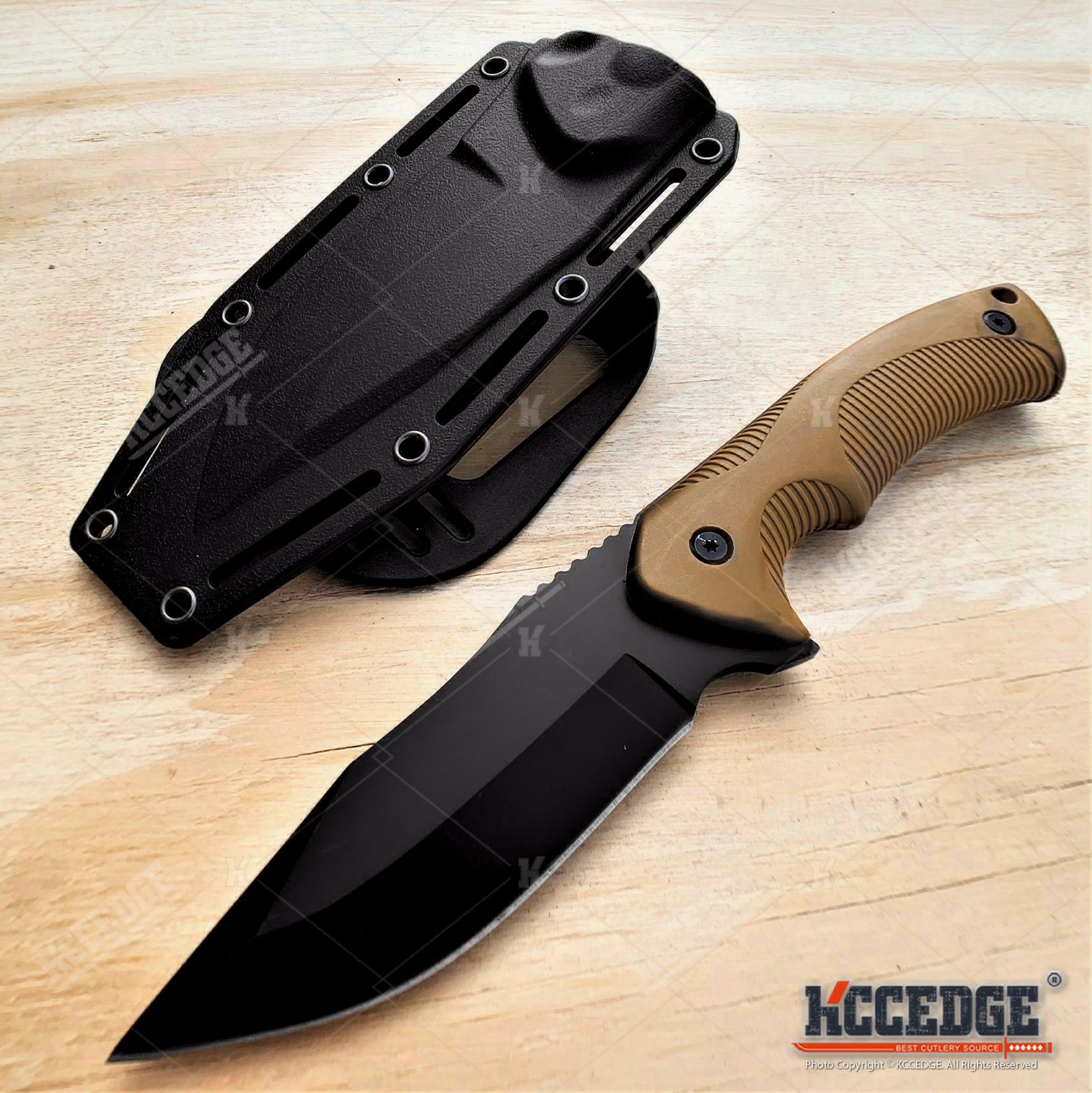 9″ Fixed Blade Combat Knife Full Tang Blade w/ Kydex Sheath Hunting Knife
