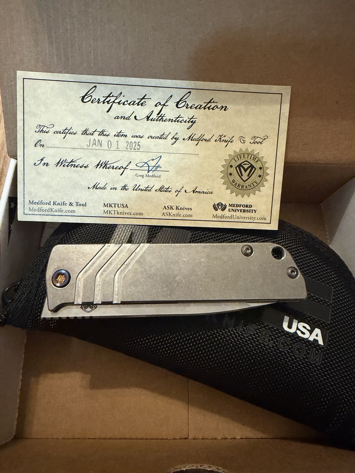 Medford Antik Framelock Titanium Folding S45VN Pocket Knife 2144PD01TM