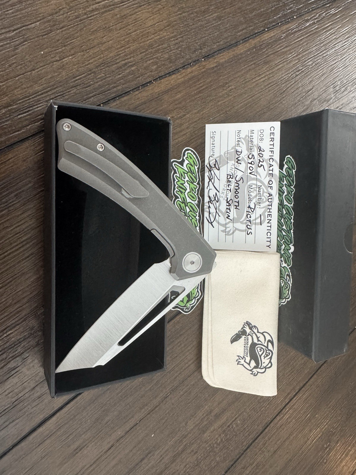 Gecko Customz Knifeworks Pictus Darkwash Ti Frame Lock S90V Tanto 2025