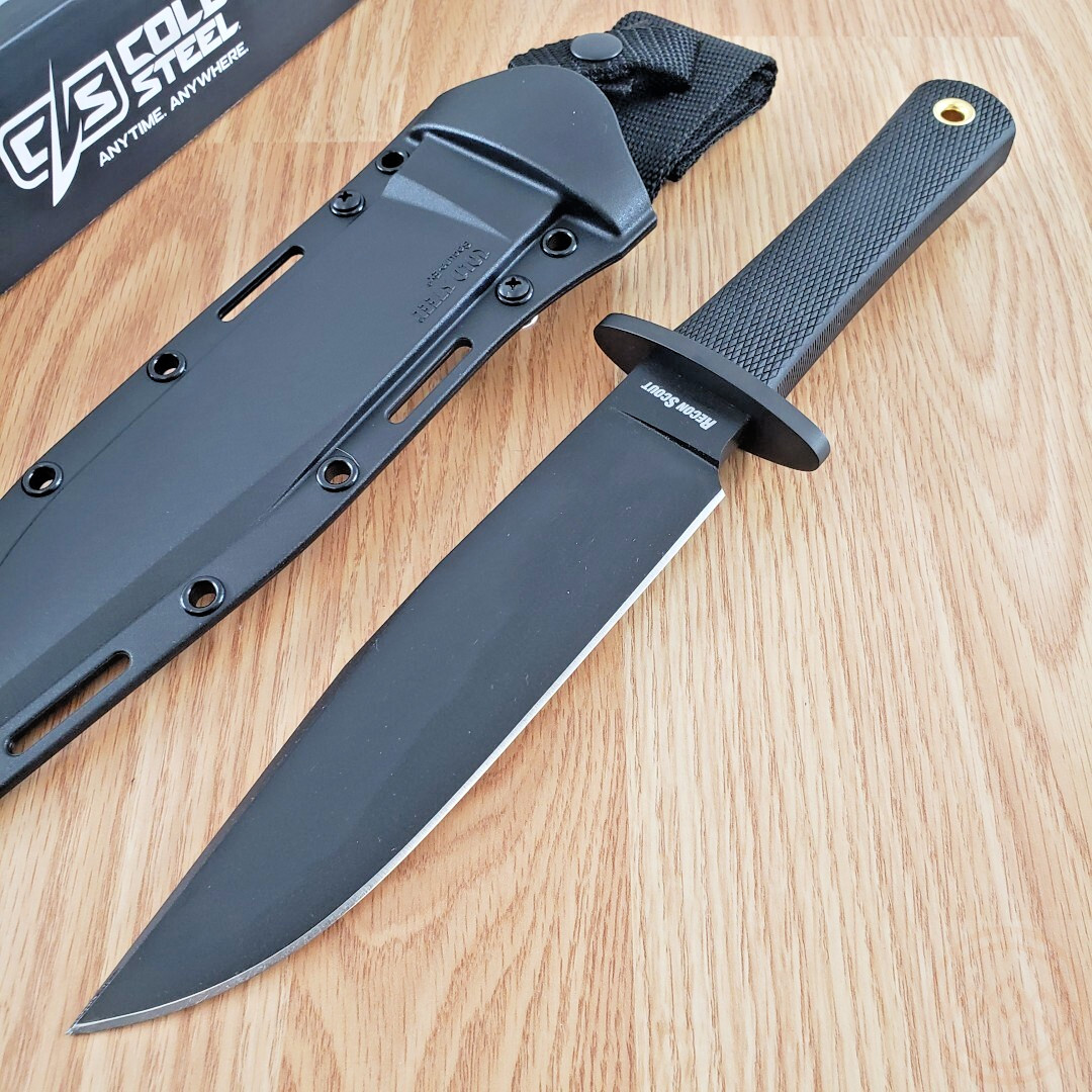 Cold Steel Recon Scout Fixed Knife 7.5″ 52100 Steel Blade Black Kray-Ex Handle