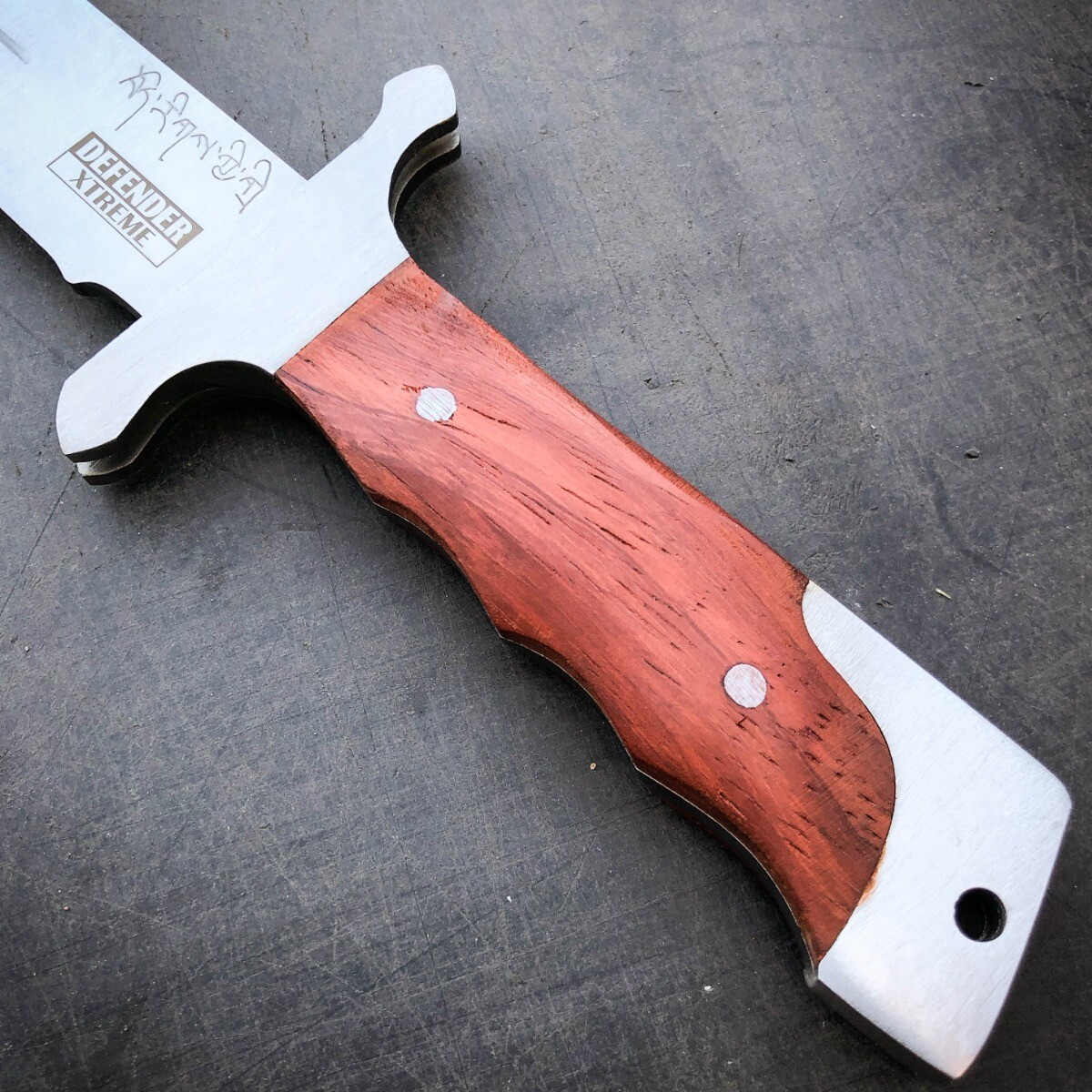 18″ Tactical Stainless Steel Full Tang Fixed Blade Sword Machete w/ Wood Handle