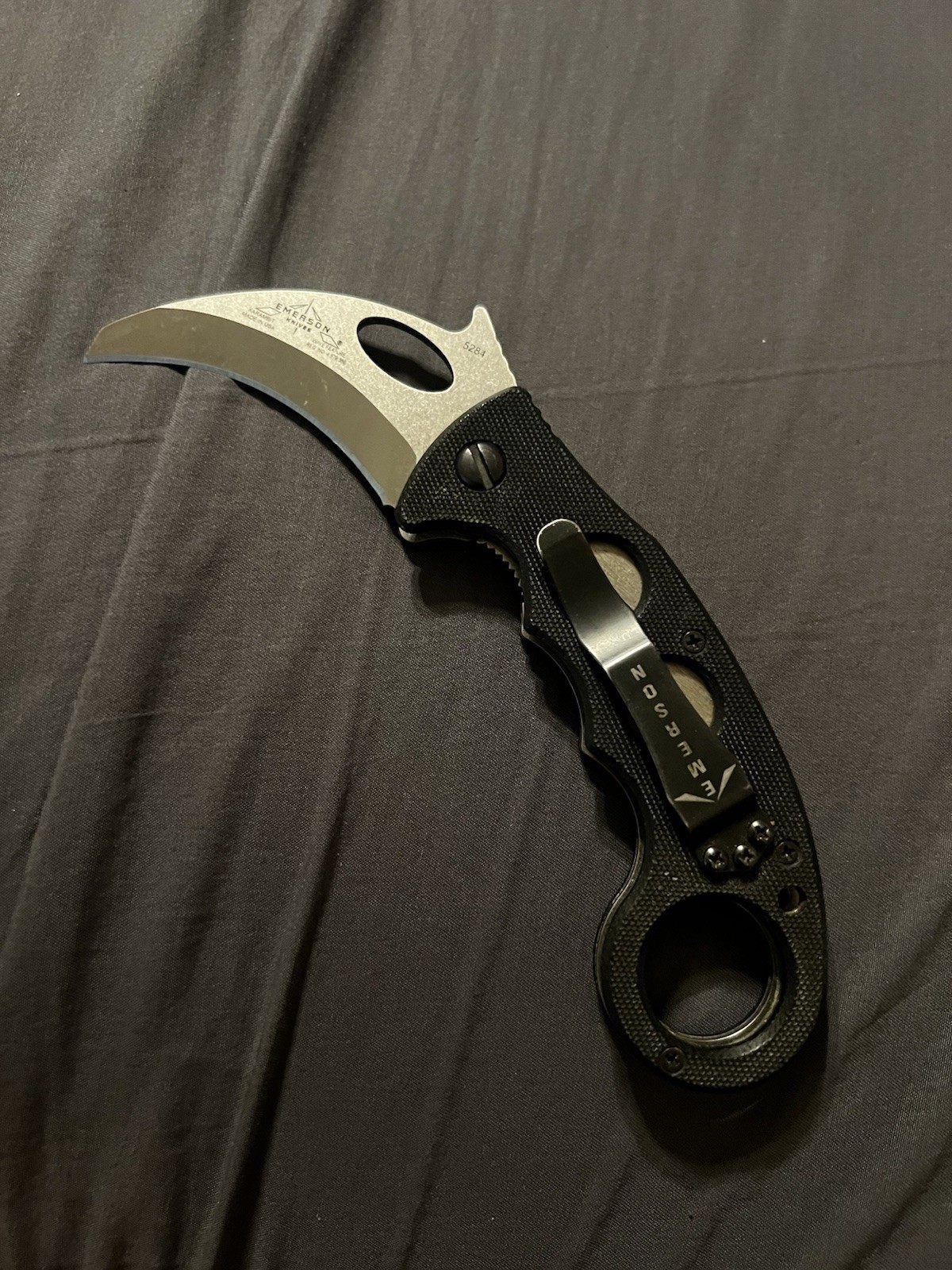 Emerson Combat Karambit Folding Knife 2.63 Stonewashed Wave