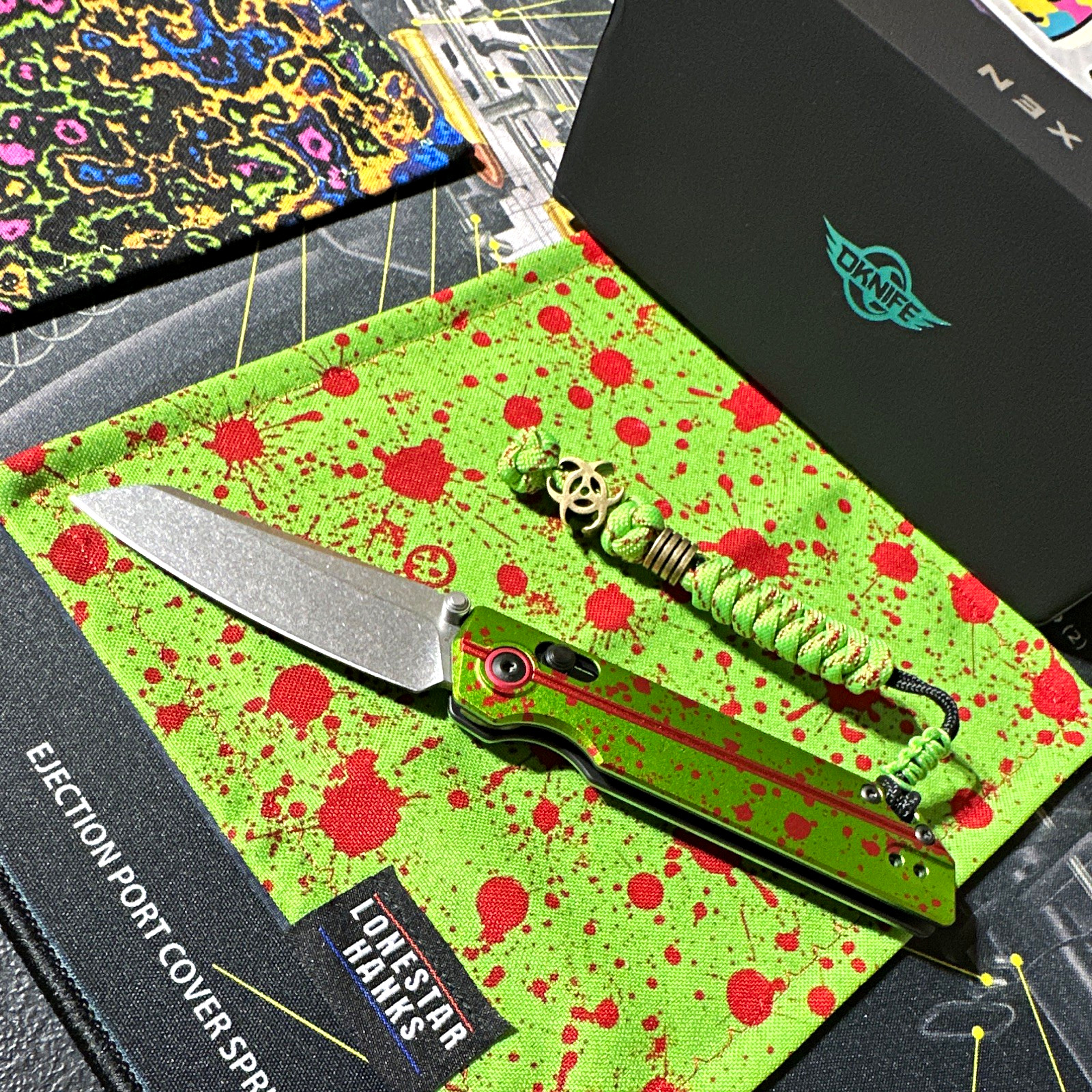 OKNIFE XEN Nitro-V Drop Point Zombie Green Aluminum Plain Manual Frame Lock