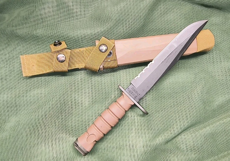 Vintage OKC3S OKC-3S Knife USMC Marine Corps Bayont Ontario Knife Co & Scabbard