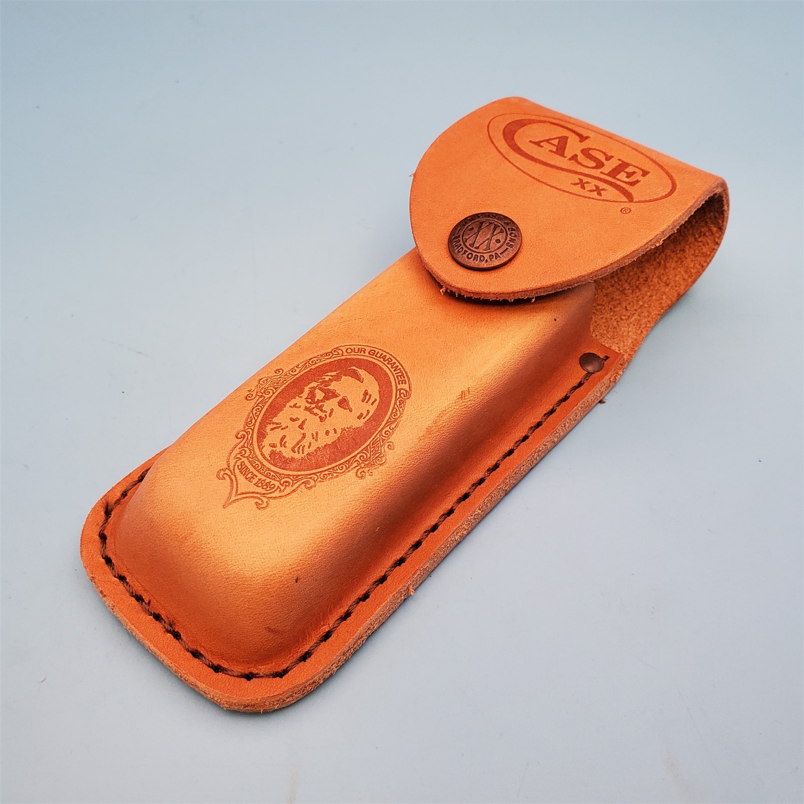 Case XX Pocket Knife Sheath Brown Leather Folding Blade Hunter Case 6″ FS