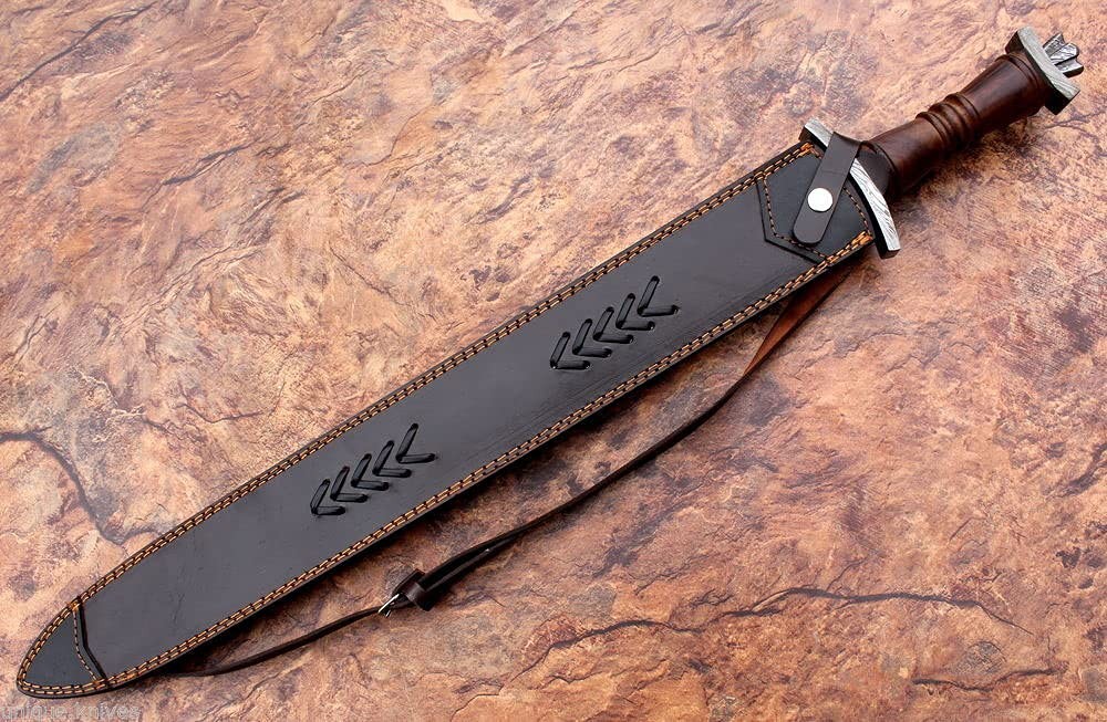 Wilson Roy Hand Forged Damascus Steel Swiss Dagger Sword Viking Gladius Double