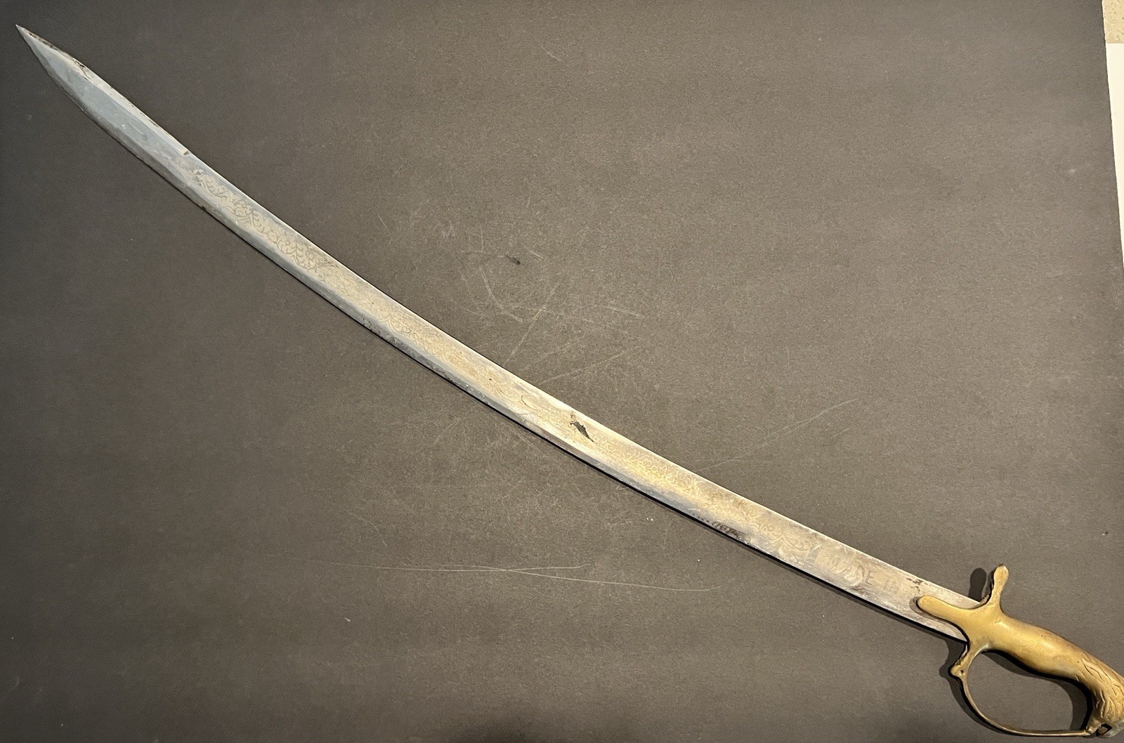 Vintage Sword Made in India Persian Red Velvet Sheath 30”Blade Antique Rare