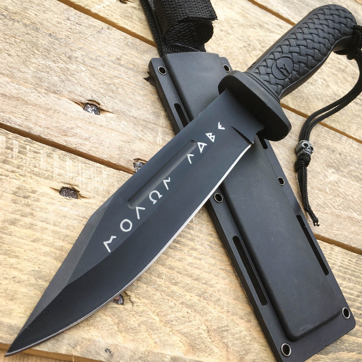 Greek Warrior Hunting Camping Fixed Blade Survival Bowie Tactical Knife + Sheath