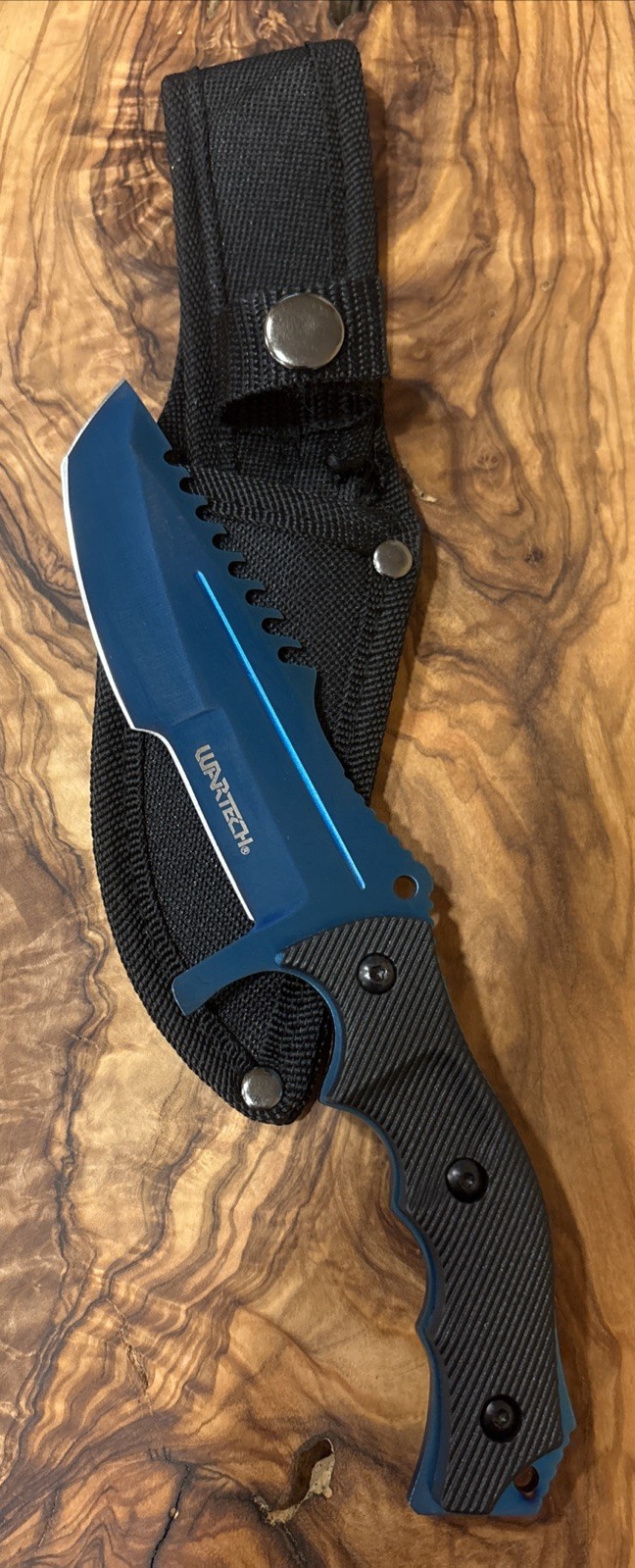 Wartech HWT202GAS Metallic Blue 3CR13Steel Blade & Black G10 Handle Fixed Blade