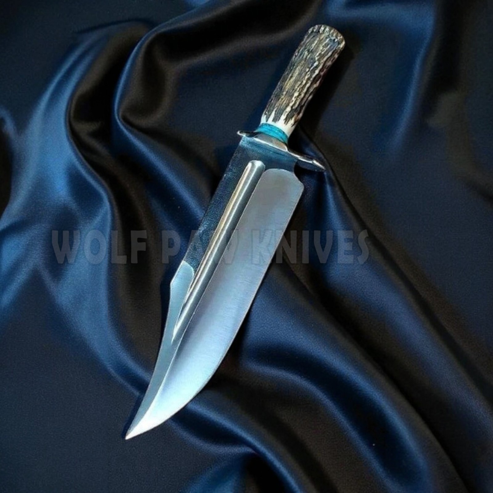 Handmade Hunting Bowie Knife | D2 Steel Blade with Stag Antler Duty Paid USA