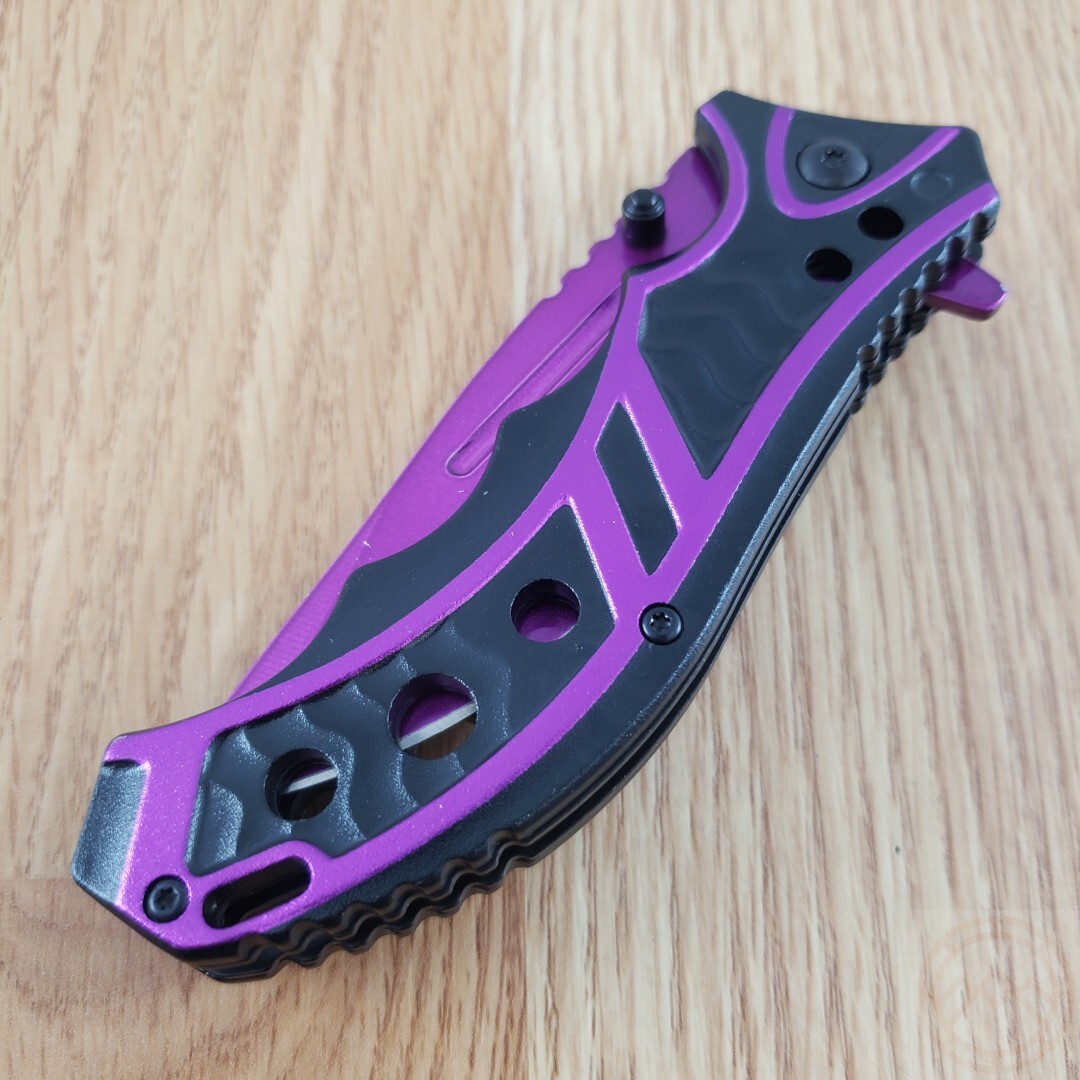 MTech Assisted Folding Knife 3.63″ Purple Stainless Steel Blade Aluminum Handle