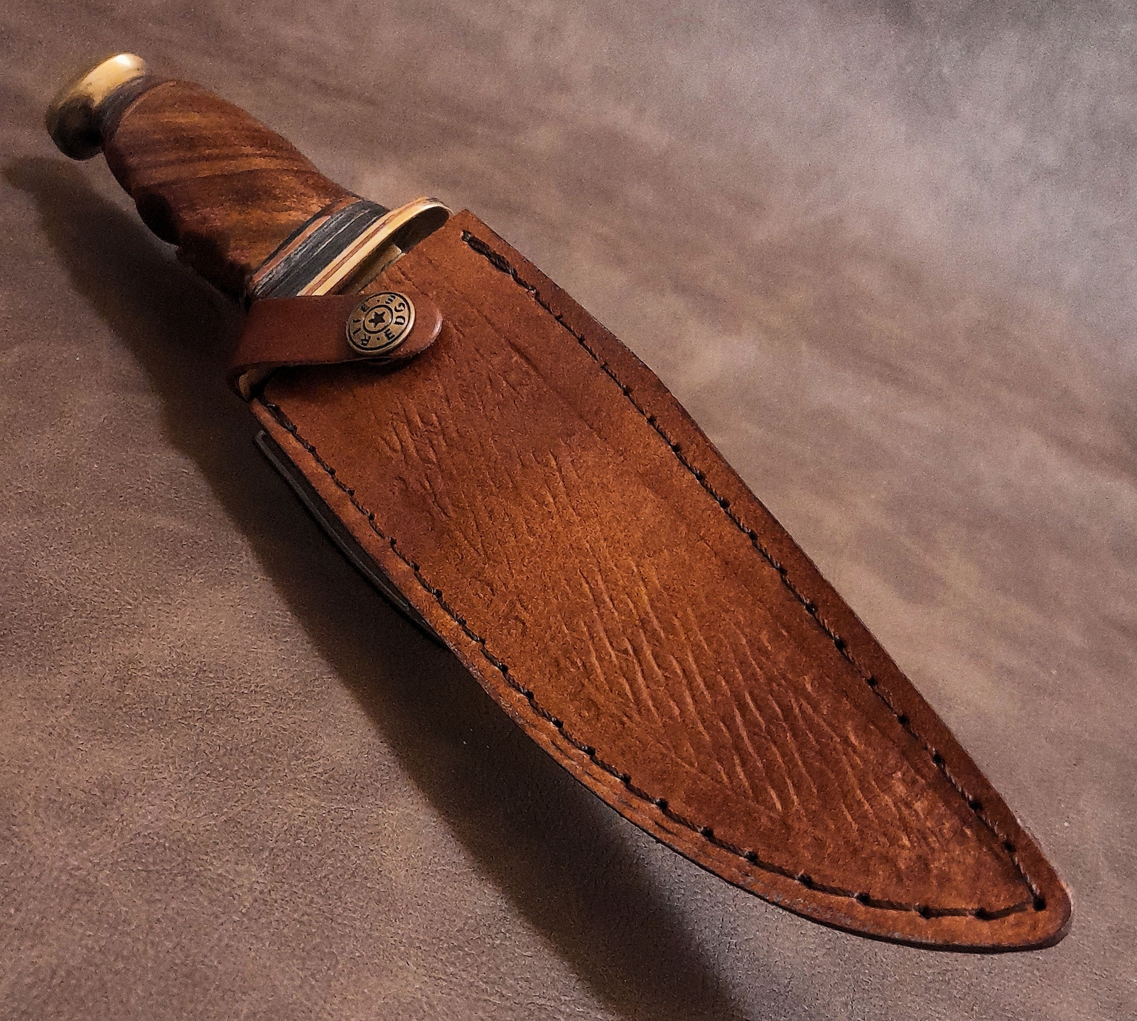 11.25″ Real Figured Burl Walnut Hardwood Fixed Blade Bowie Hunter EDC Knife