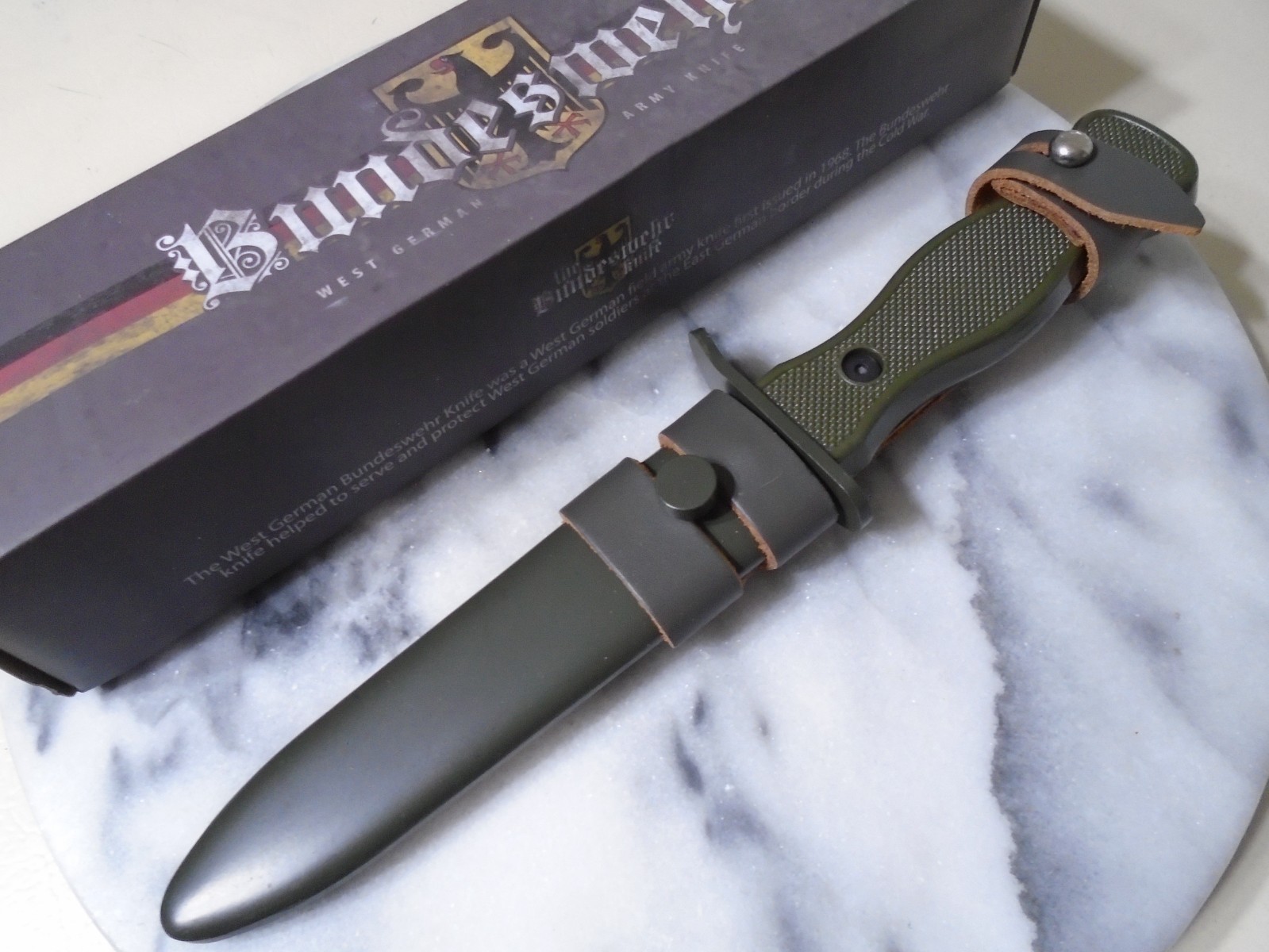 Bundeswehr German Army Fixed Blade Knife MI211 Spearpoint OD Green 10.30″ OA New