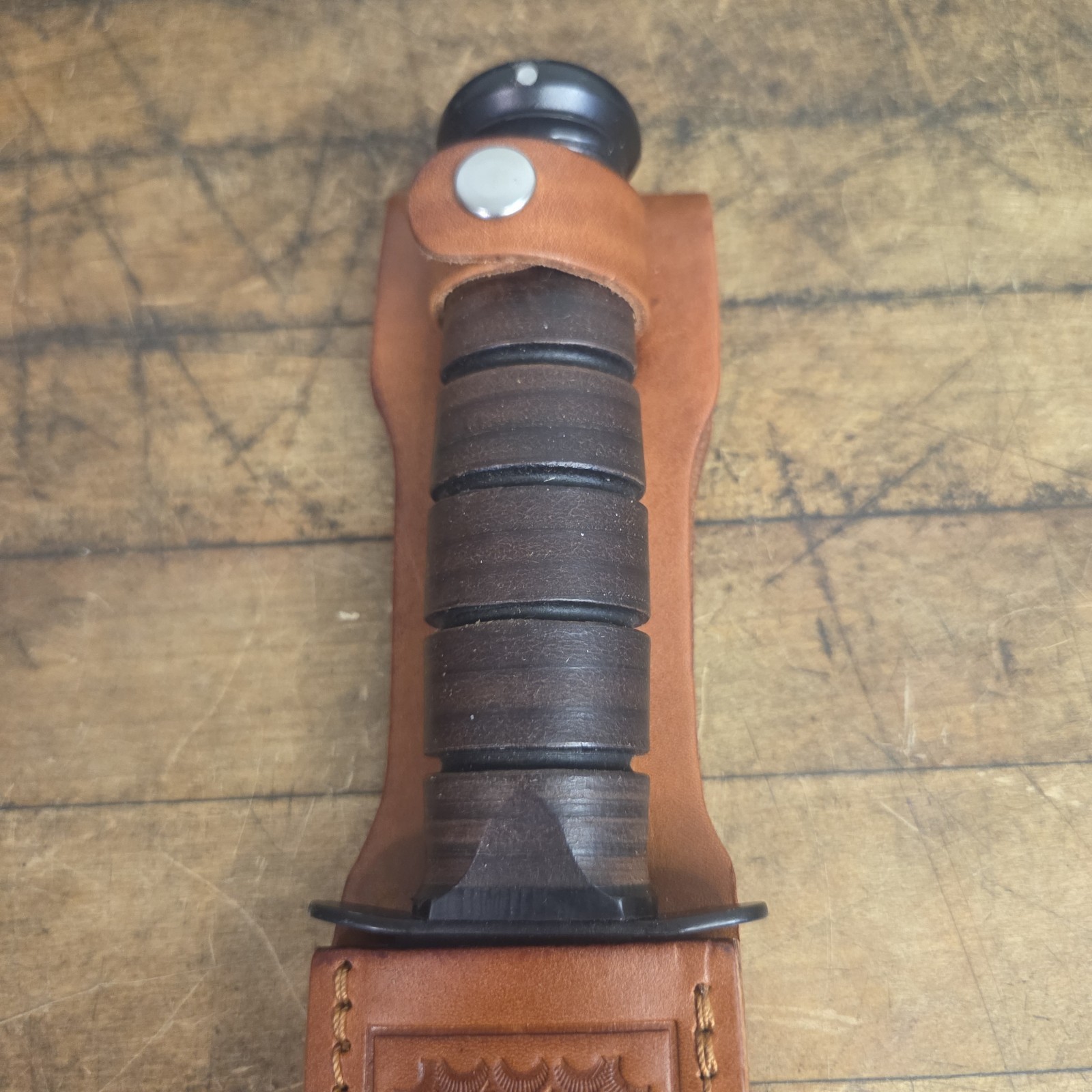 KaBar 1217 Fighting/Combat Knife USMC Leather Sheath Straight Edge
