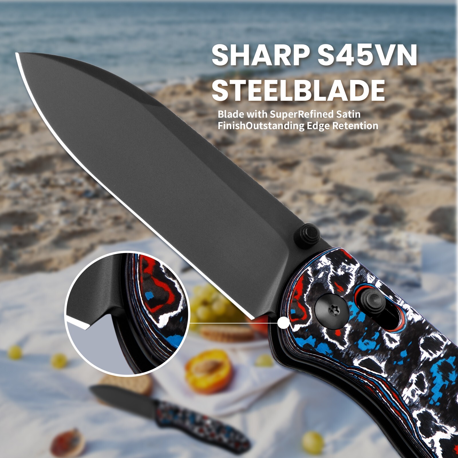 Kizer Drop Bear S45VN Blade Clutch Lock Fatcarbon Handle Ki3619A5