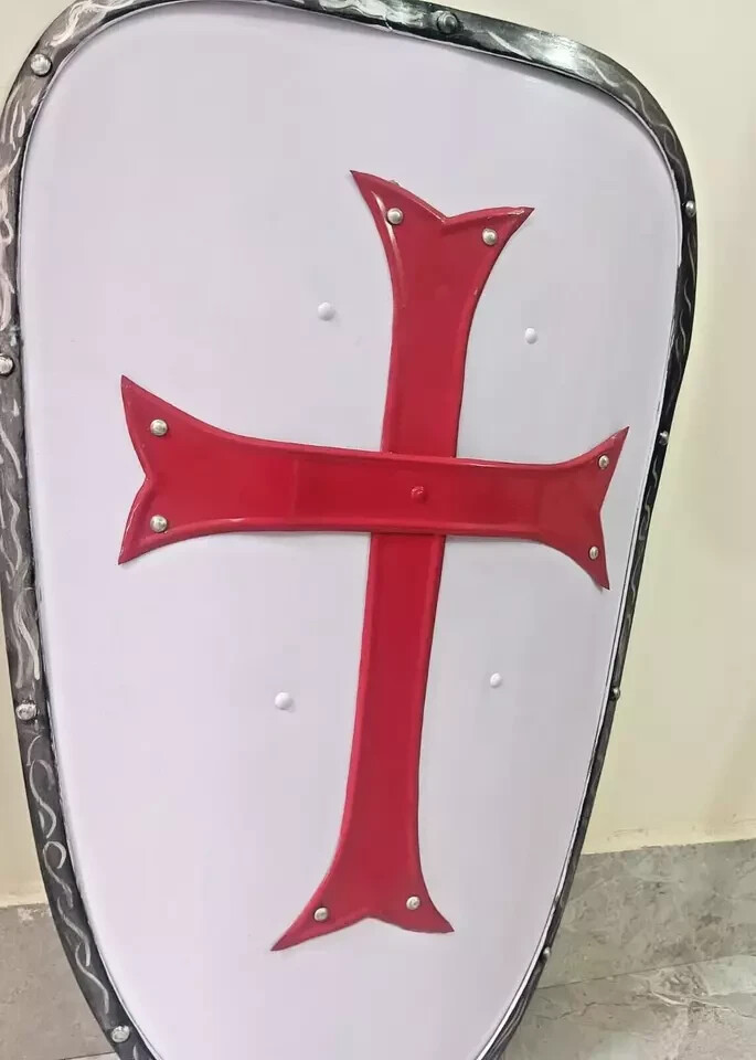 Medieval RED Cross Battle Armor HEATER shield Templar COSPLAY CRUSADER shield