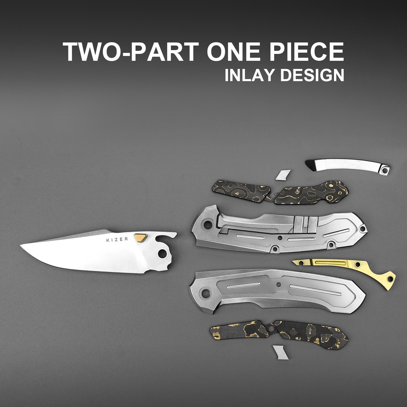 Kizer Feweed Clip Point Folding Pocket Knife Z-Wear PM Blade Titanium Handle