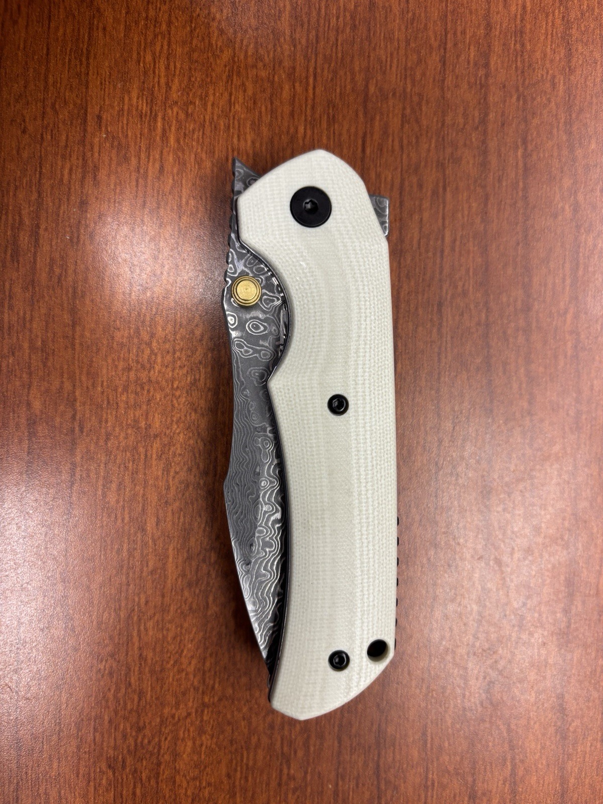 Blade Box Monarch Damascus Drop Point Plain Edge Manual Liner Clip