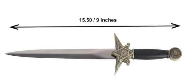 Masonic Dagger Symbolic Masonry Collector’s Blade Compass Gift Rare Decorative