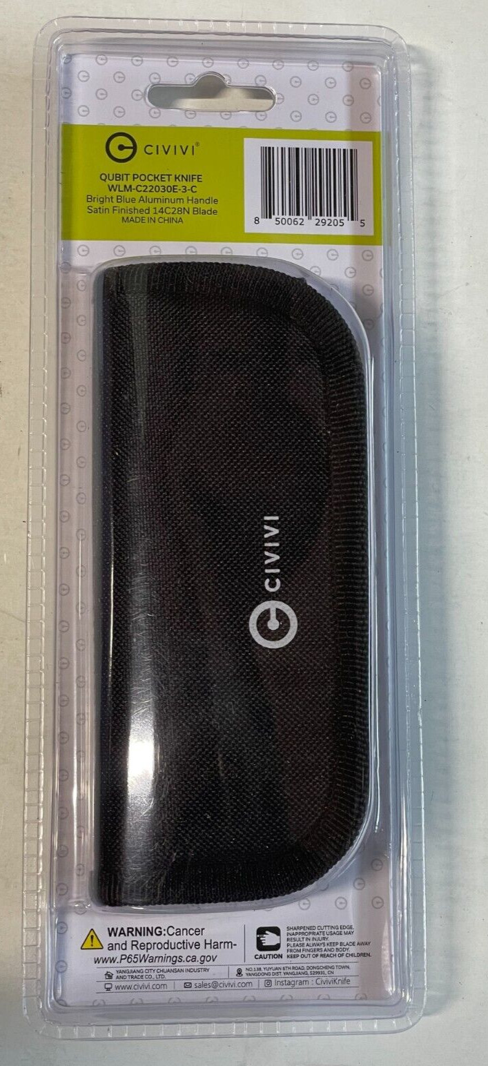 Civivi Qubit Lock 3″ 14C28N Blue Aluminum Pocket Folding Knife CC22030E-3 New