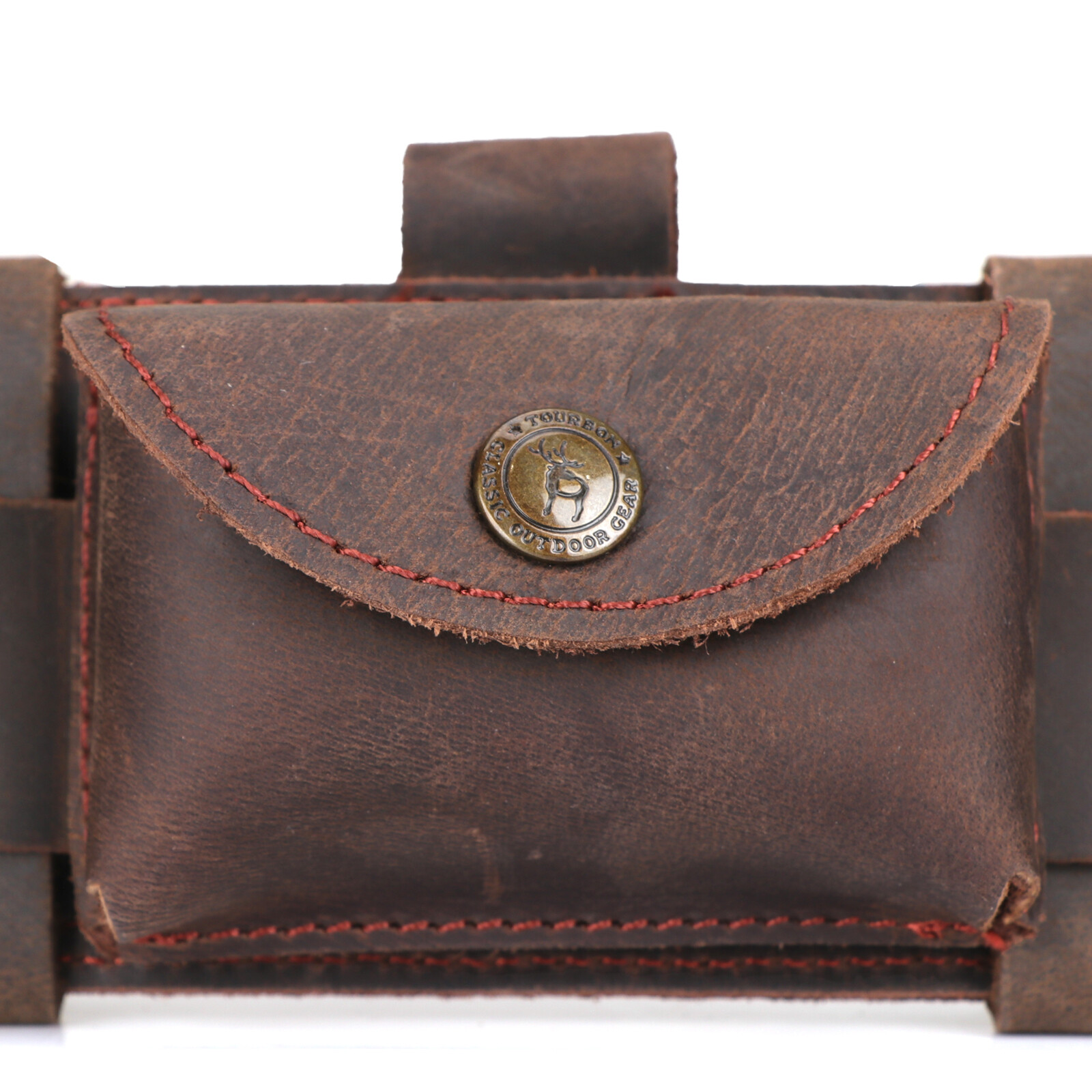 TOURBON Survival Leather Tracker Knife Sheath Horizontal Belt Holster with Pouch