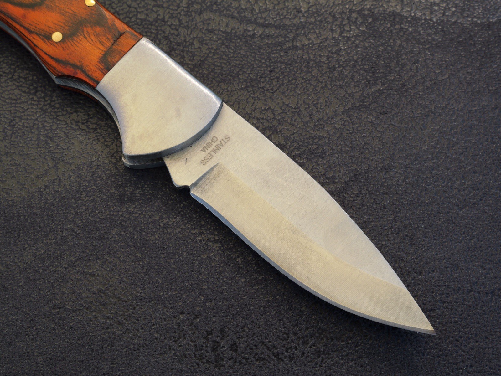 4” Classic Pocket Knife Metal Wood Handle Nylon Sheath 3” Blade Sharp Manual