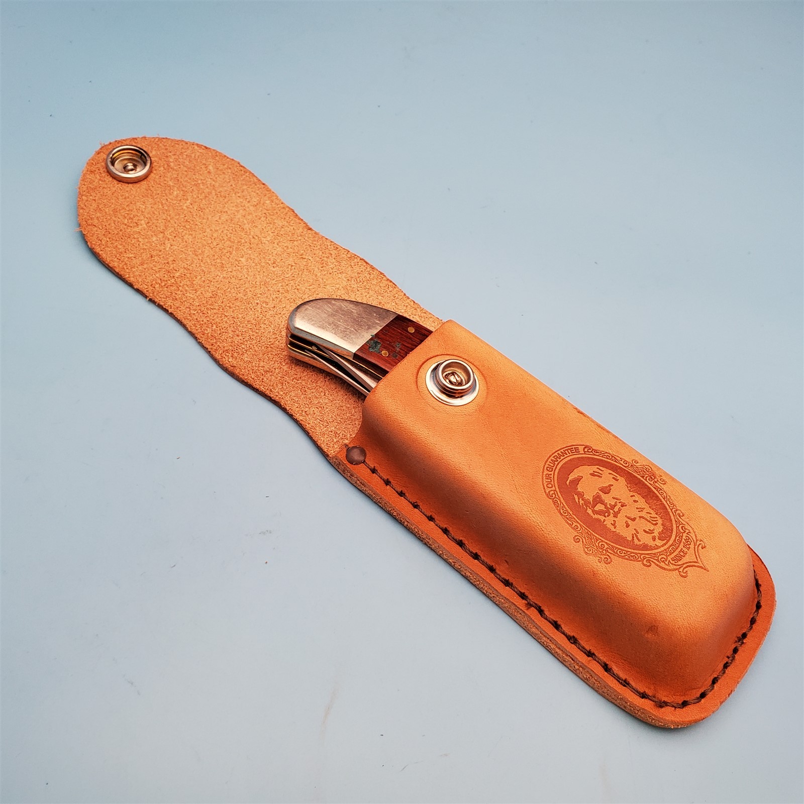 Case XX Pocket Knife Sheath Brown Leather Folding Blade Hunter Case 6″ FS
