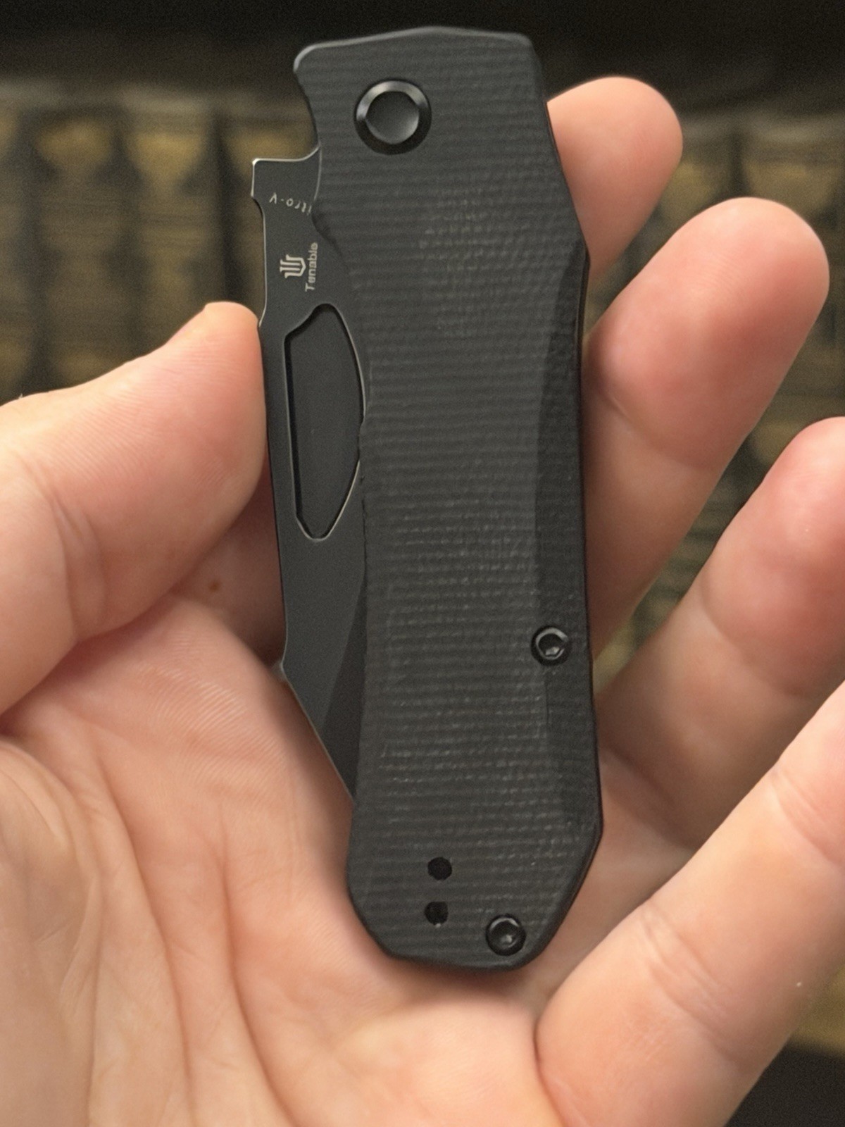 Tenable Knives Loki Linerlock Black Micarta Folding Nitro-V Pocket Knife B1058A1