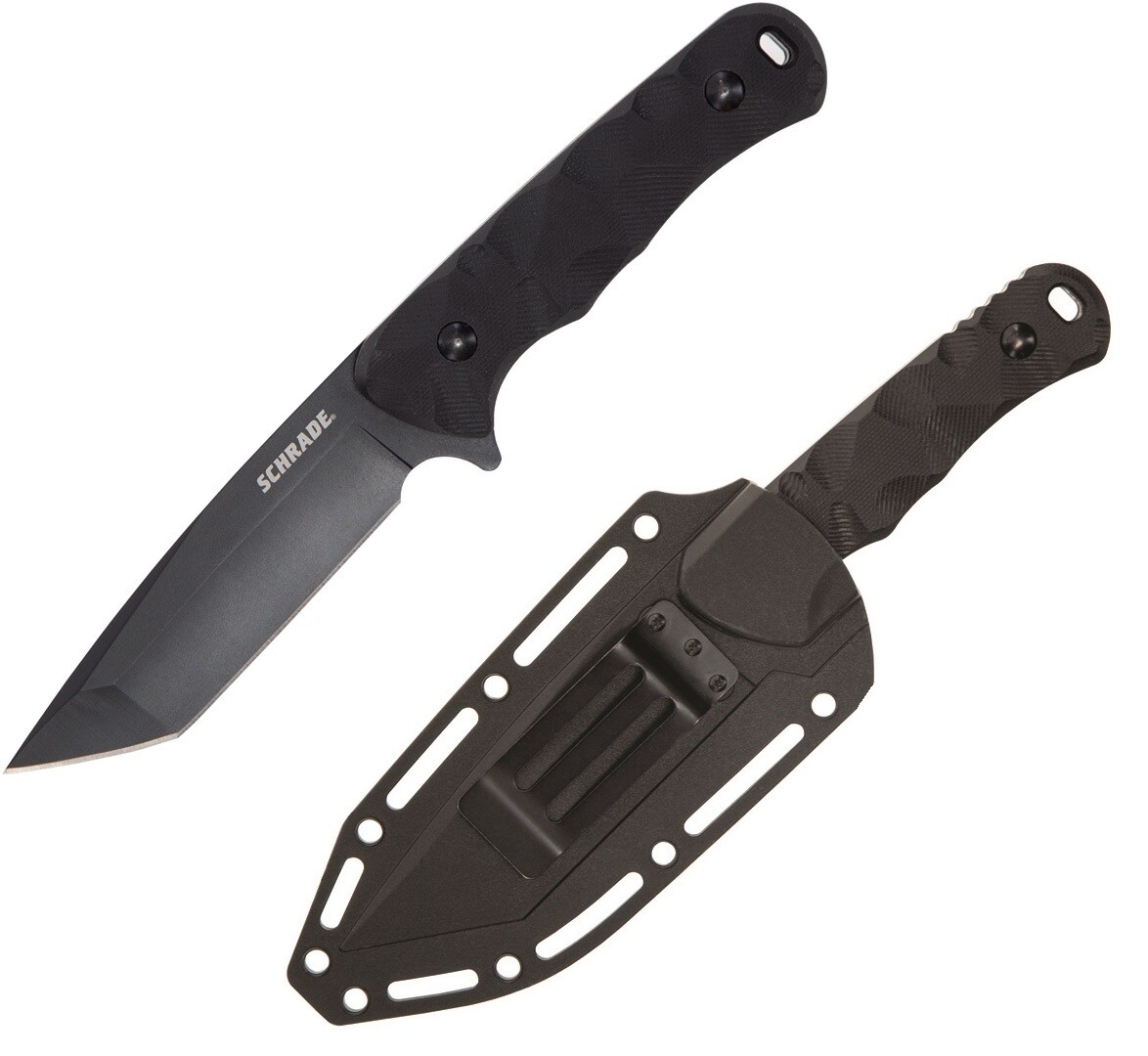 Schrade Regime Fixed Knife 3.83″ AUS-8 Stainless Tanto Blade Black G10 Handle