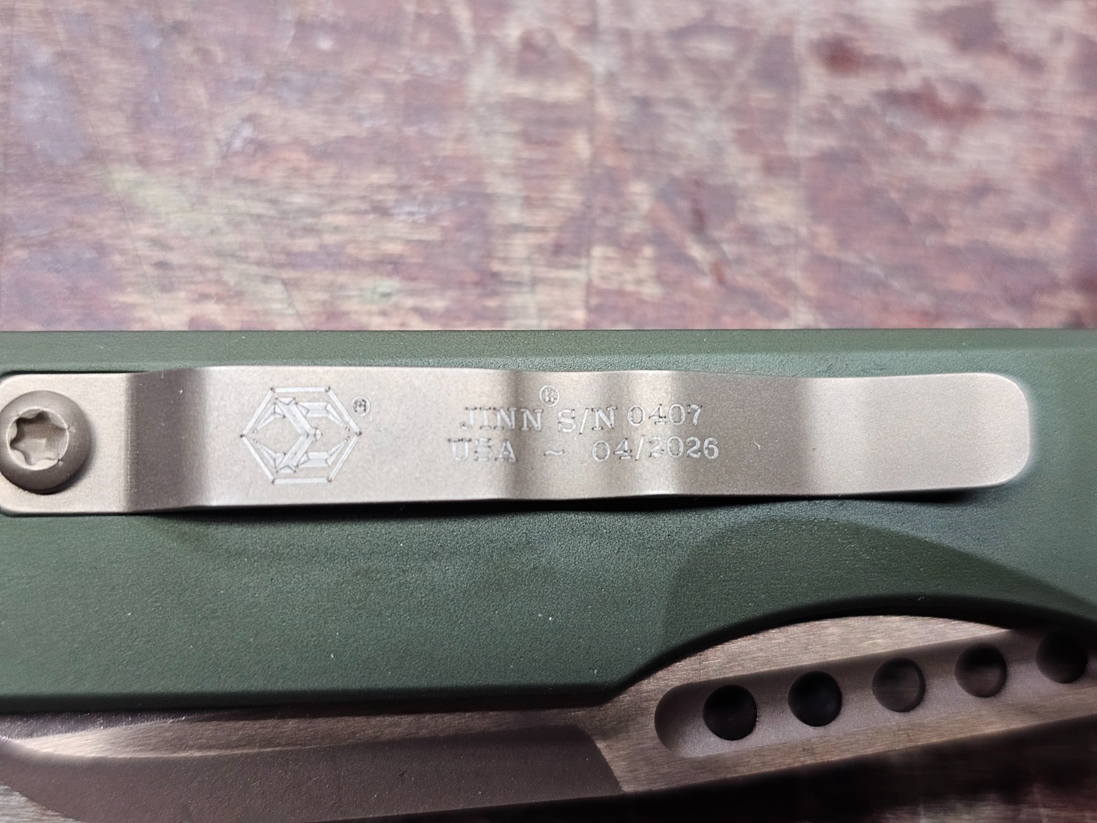 Heretic Knives Jinn Manual Bronze with OD Green Chassis MagnaCut H213-7A-GRN