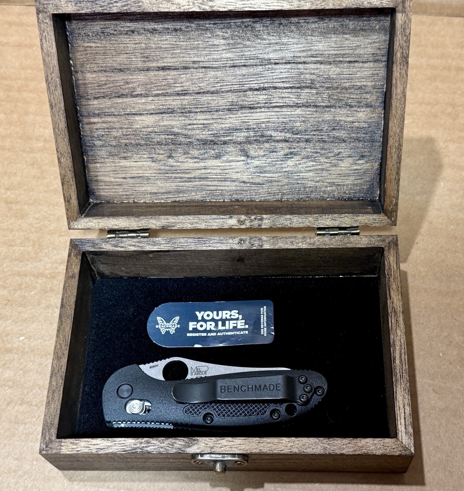 Benchmade 555-S30V Mini Griptilian Black Grivory Sheepsfoot Pocketknife w/Box