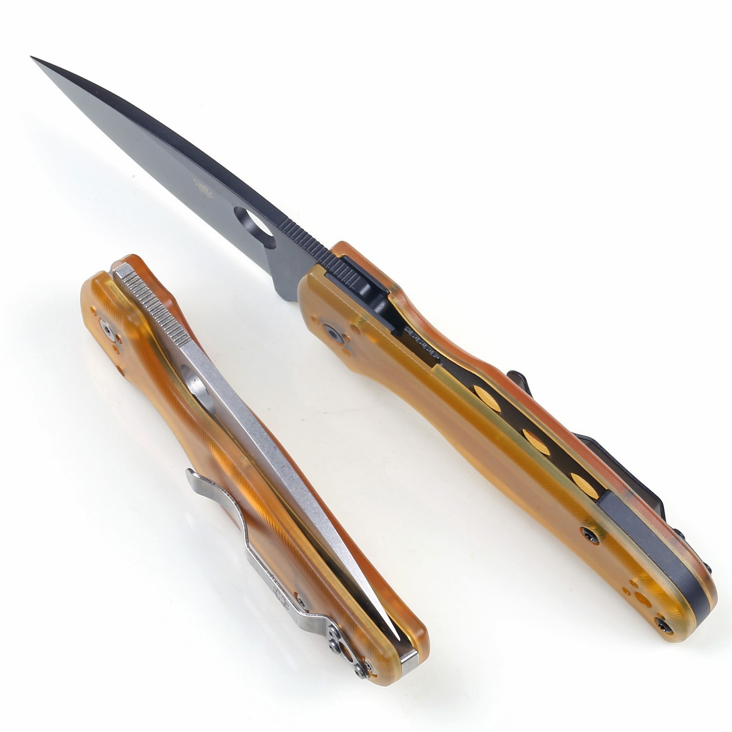 2025 Custom Version Amber PEI Handle Lock Back Pocket Tactical Knife Shaman C229