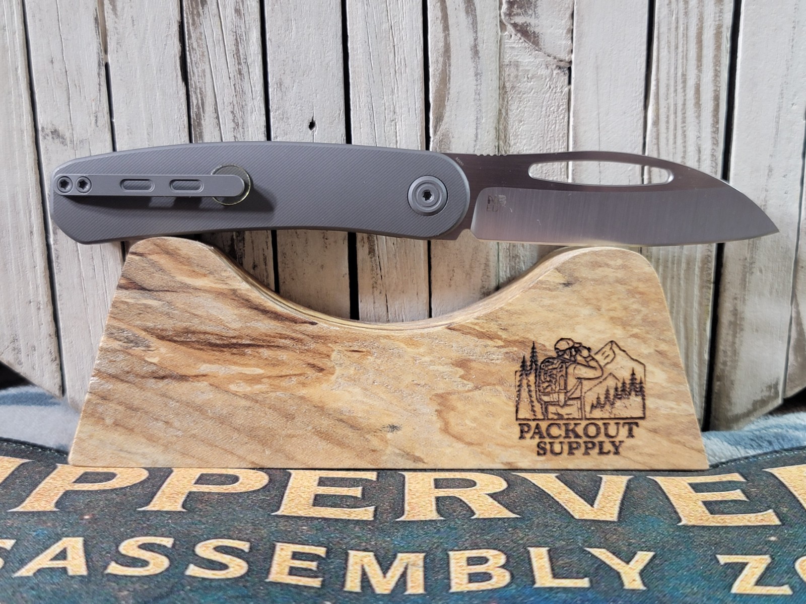 KB Knives Decimal Foldiing Knife Gray Titanium Handle M390 Plain Edge KB354B