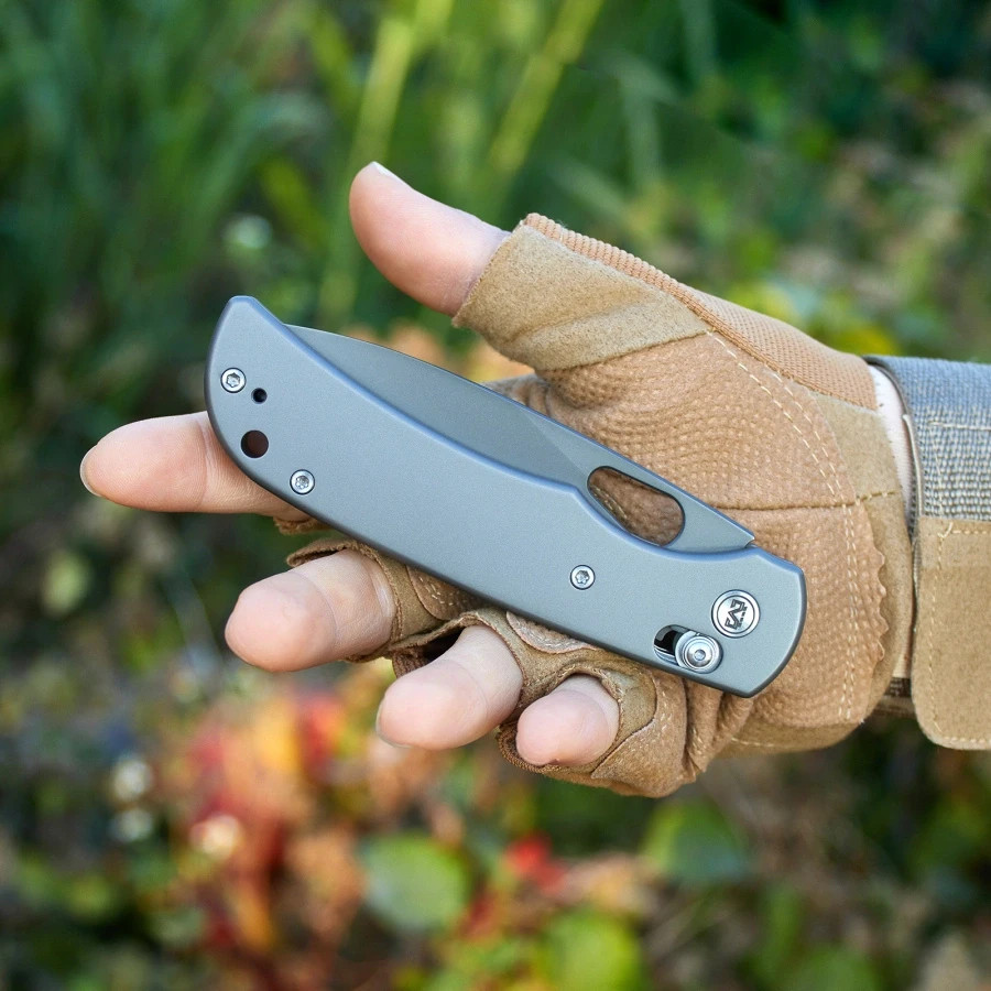 Miguron Knives Moyarl Folding Knife 3¼» 14C28N Steel Blade Gray Titanium Handle