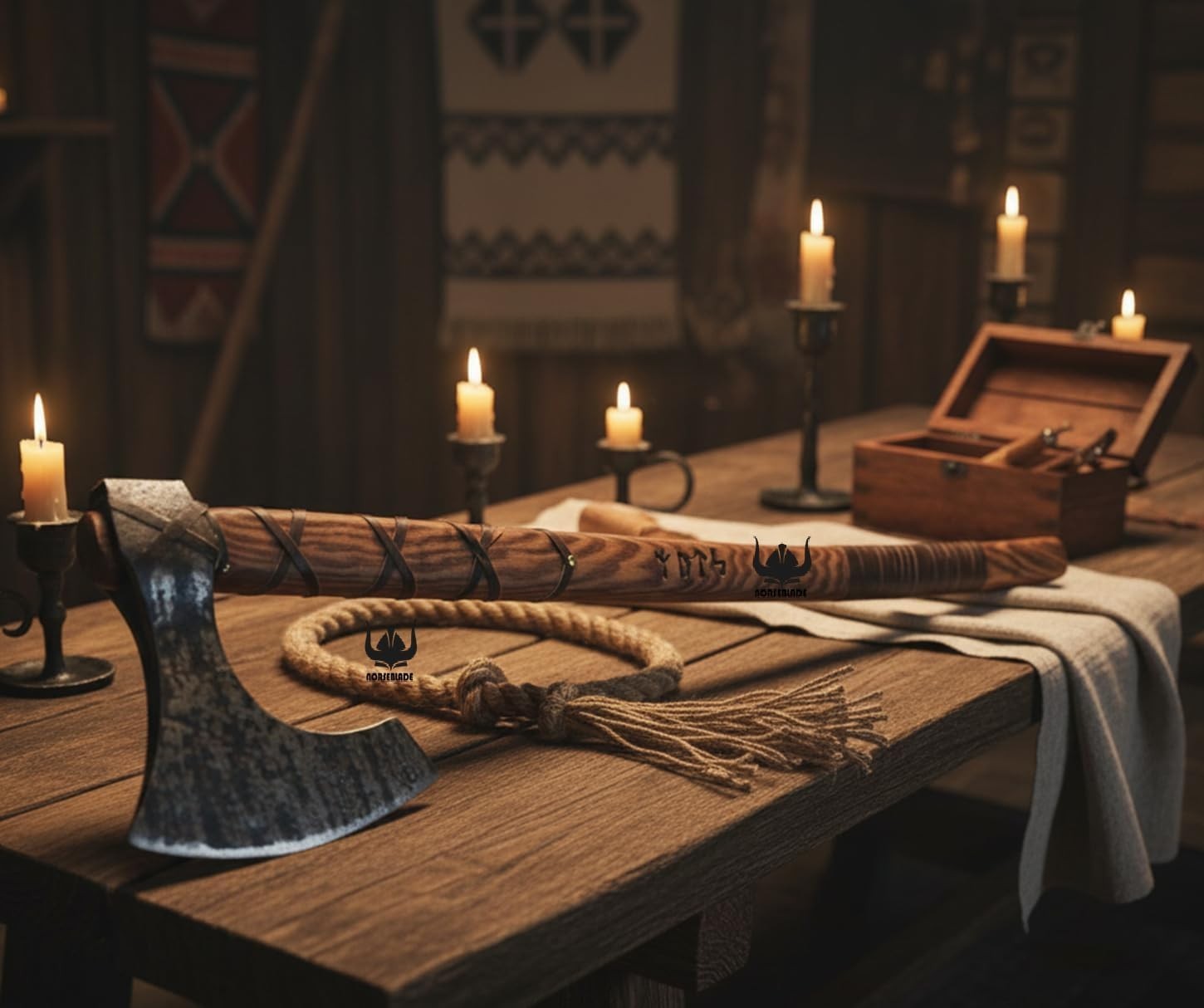 Two handed large Berserker Axe, Large Norse Axe, Double Head Axe With Sheath