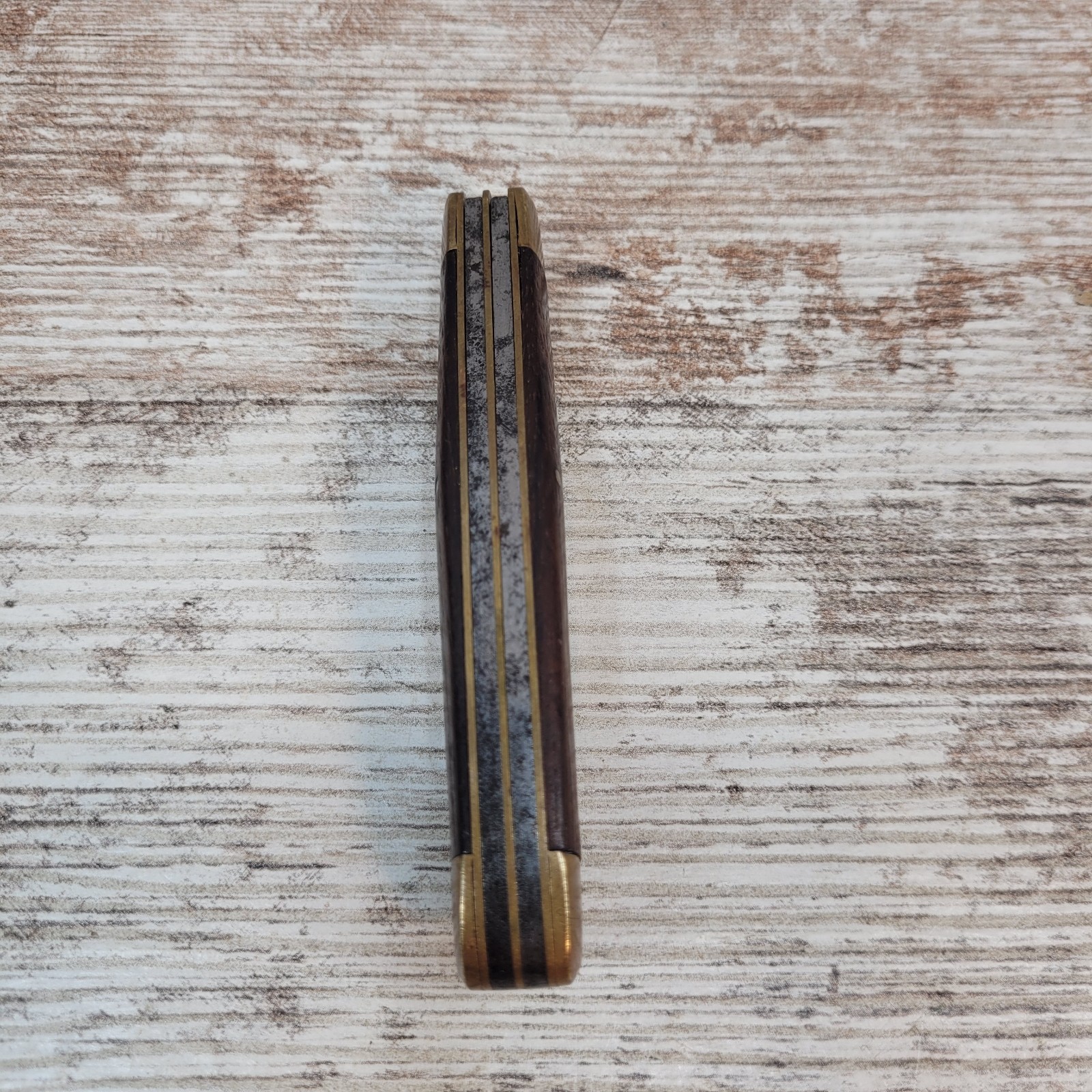 Grohmann 2 Blade Folding Pocket Knive Wood & Brass Handle VTG