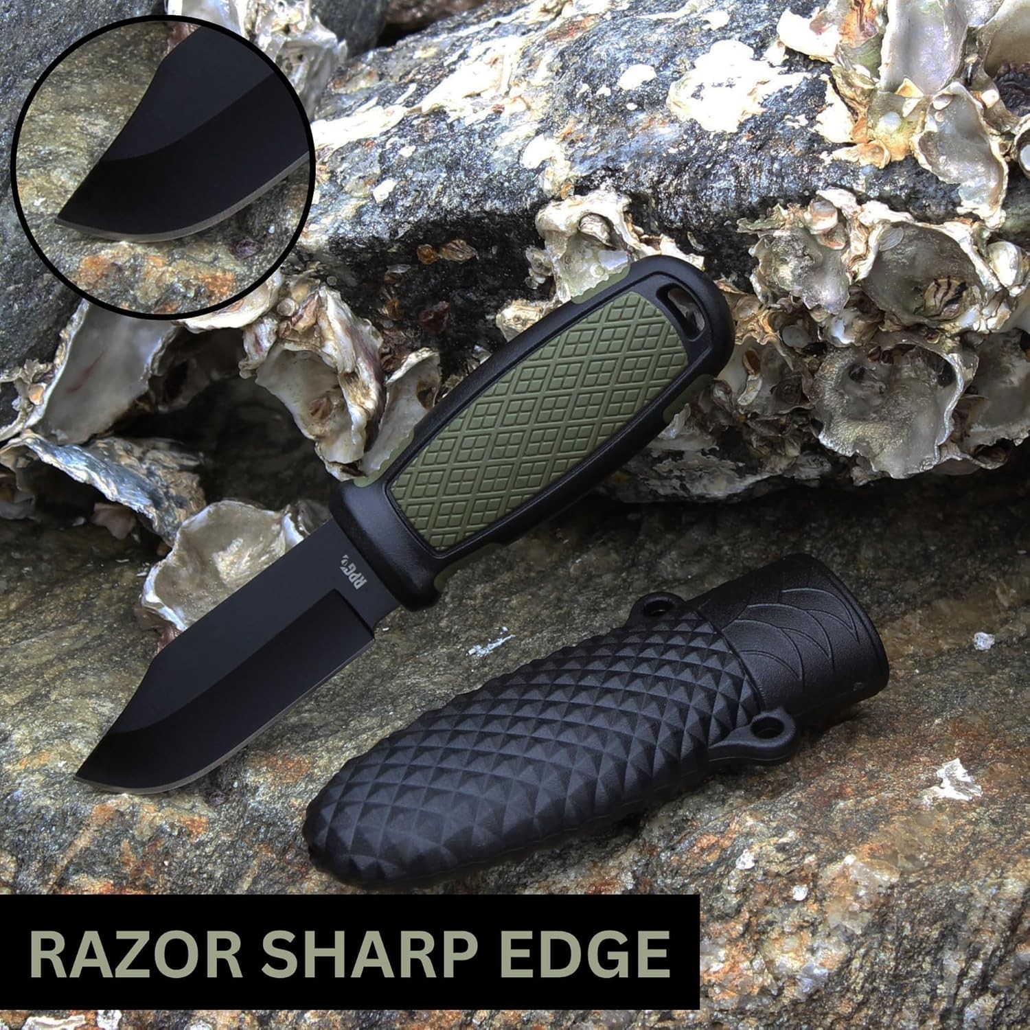 RPG Small Fixed Blade Neck Knife with Sheath, EDC for Camping Hiking