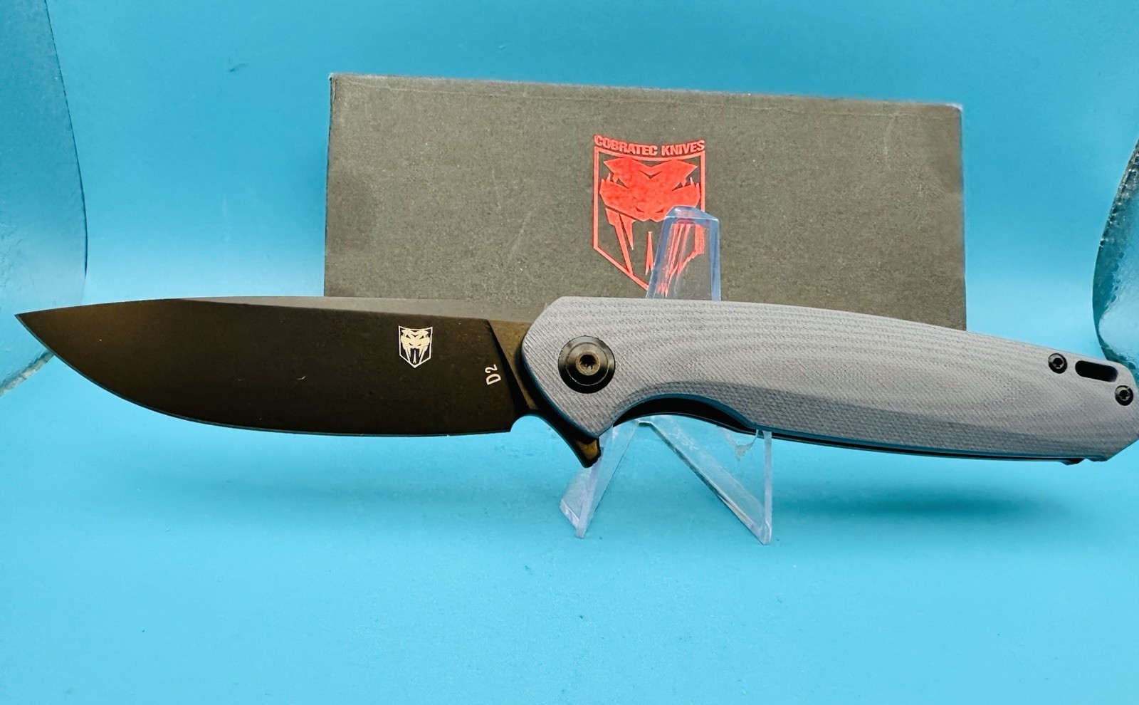 Cobratec Knives Rath Liner Folding Knife 3.5″ D2 Tool Steel Blade Gray G10 Hdl